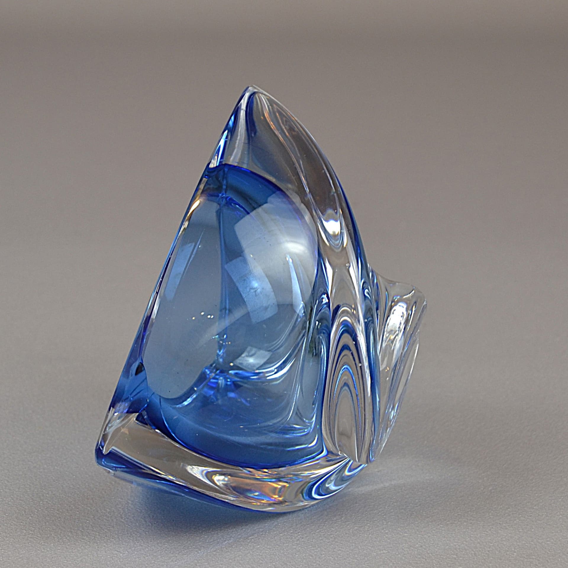 Ashtray, blue crystal, Val St Lambert, Belgium, 1970s. - 1183