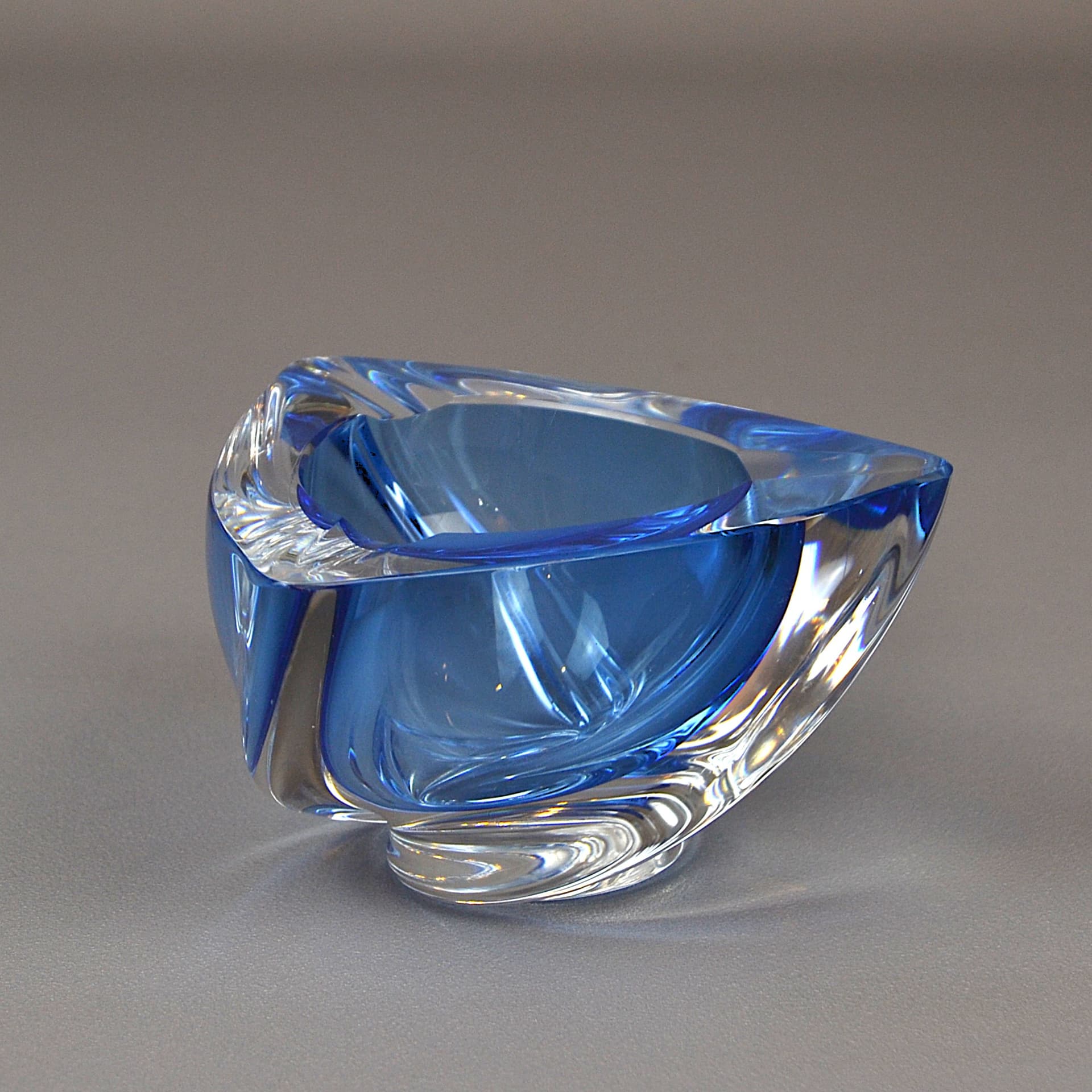 Ashtray, blue crystal, Val St Lambert, Belgium, 1970s. - 1185