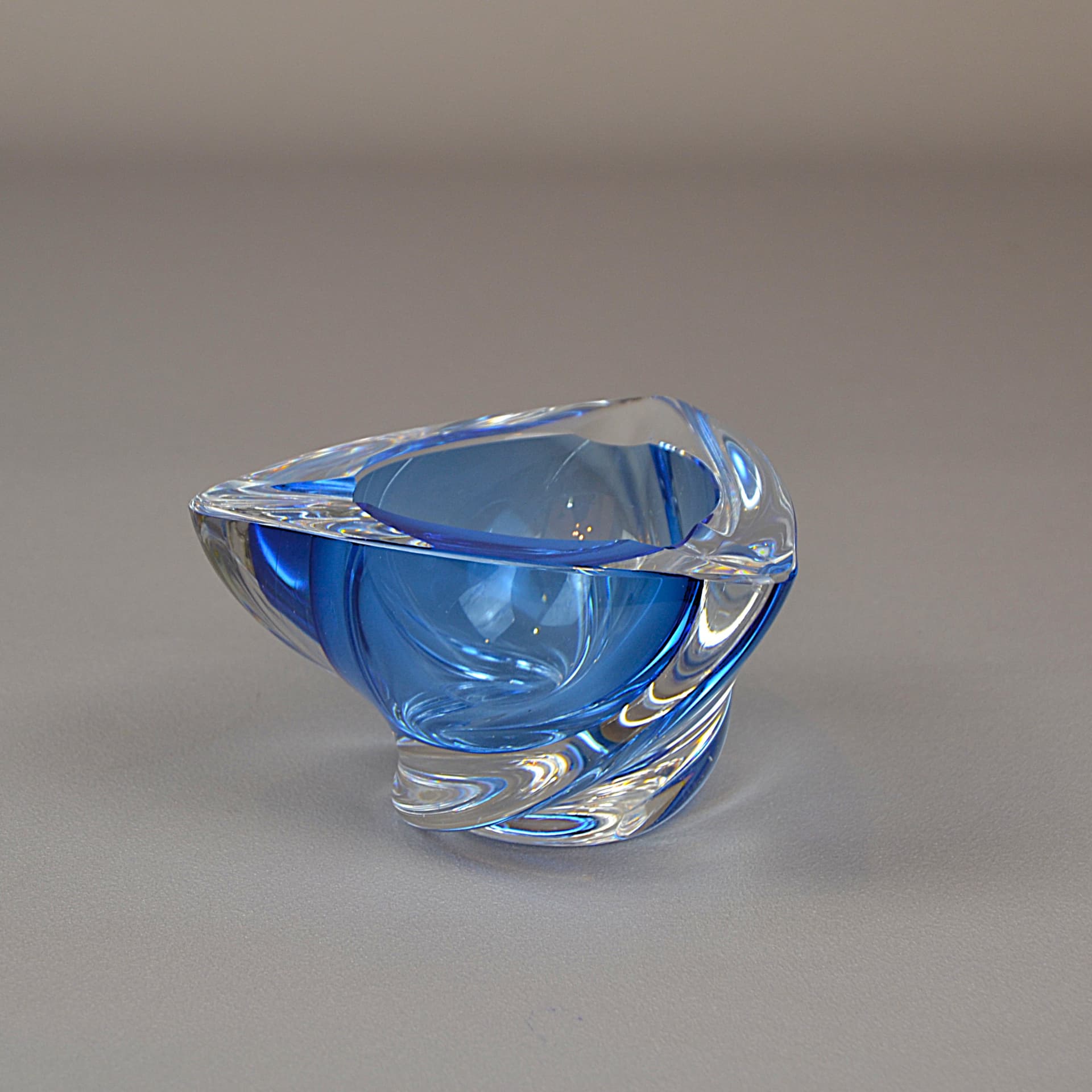Ashtray, blue crystal, Val St Lambert, Belgium, 1970s. - 1182