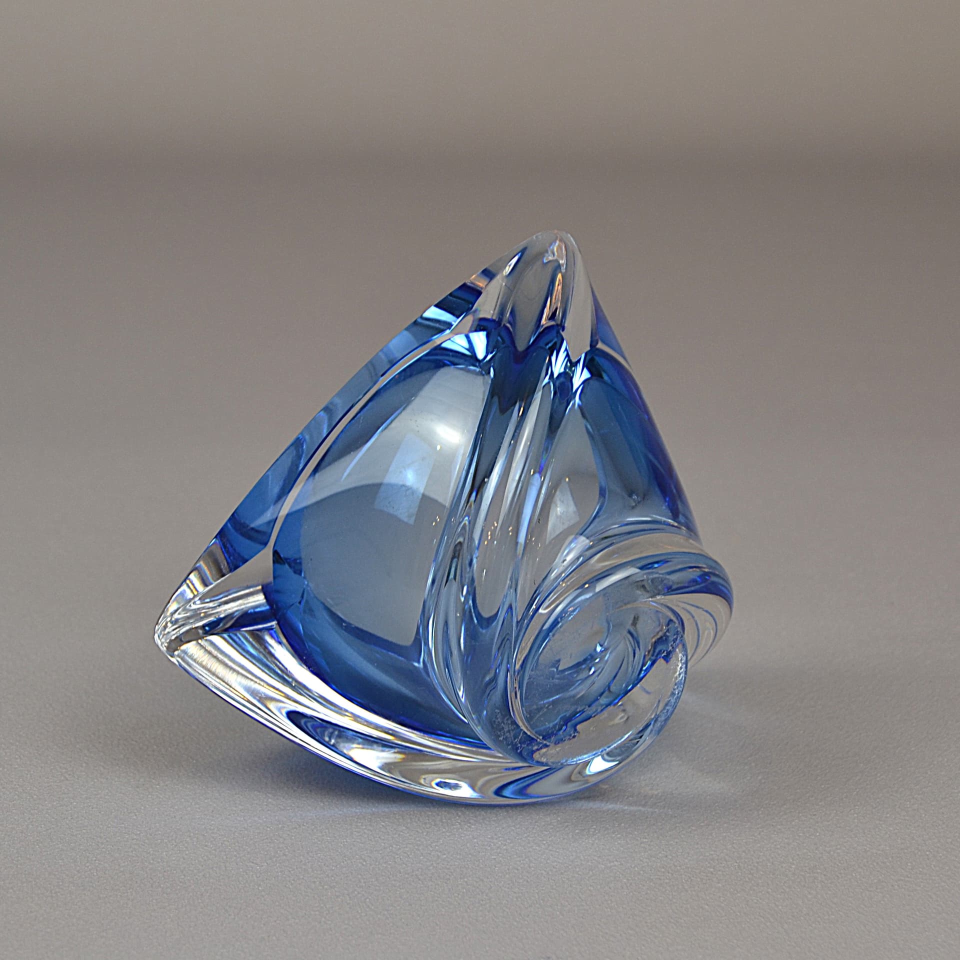 Ashtray, blue crystal, Val St Lambert, Belgium, 1970s. - 1187