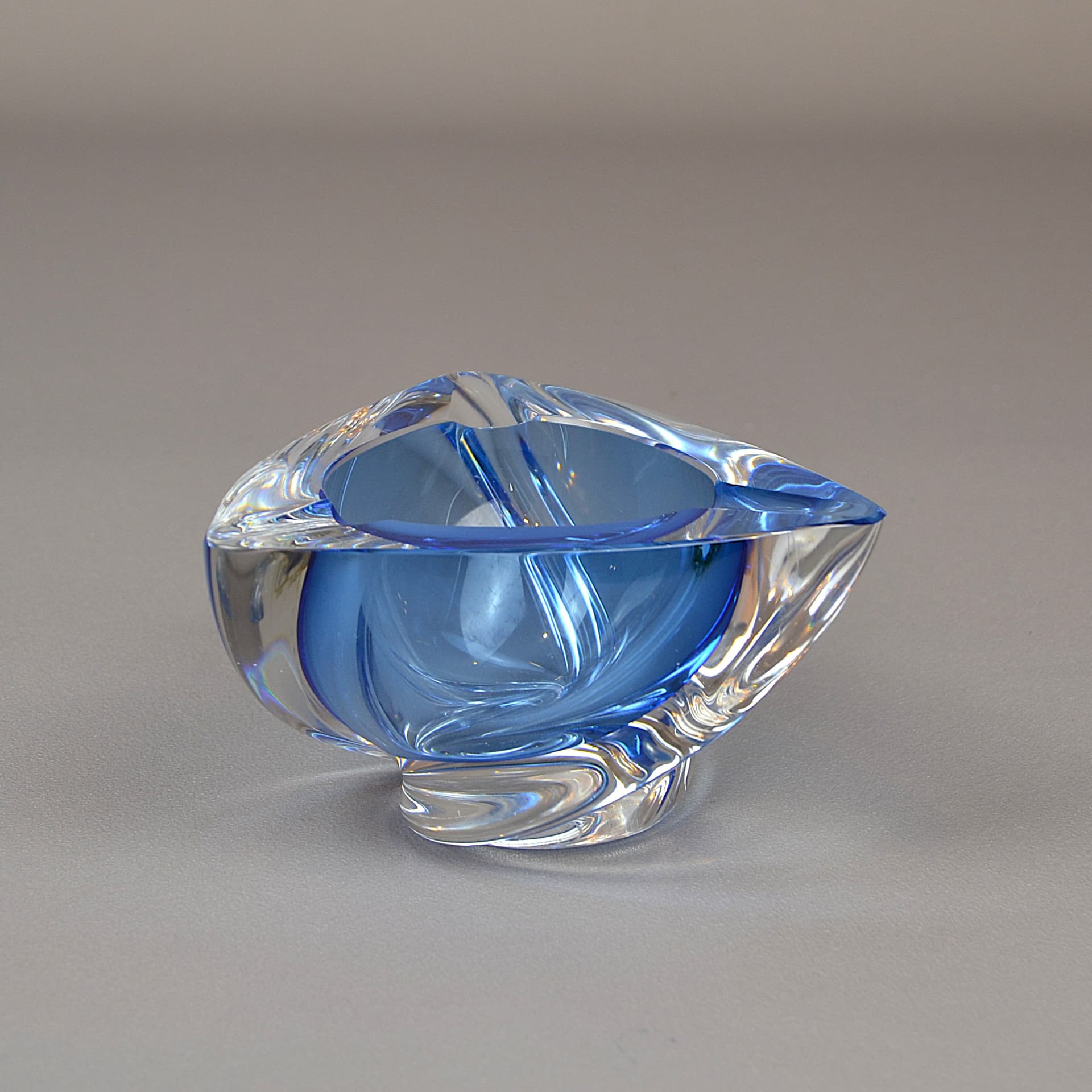 Ashtray, blue crystal, Val St Lambert, Belgium, 1970s. - 1184