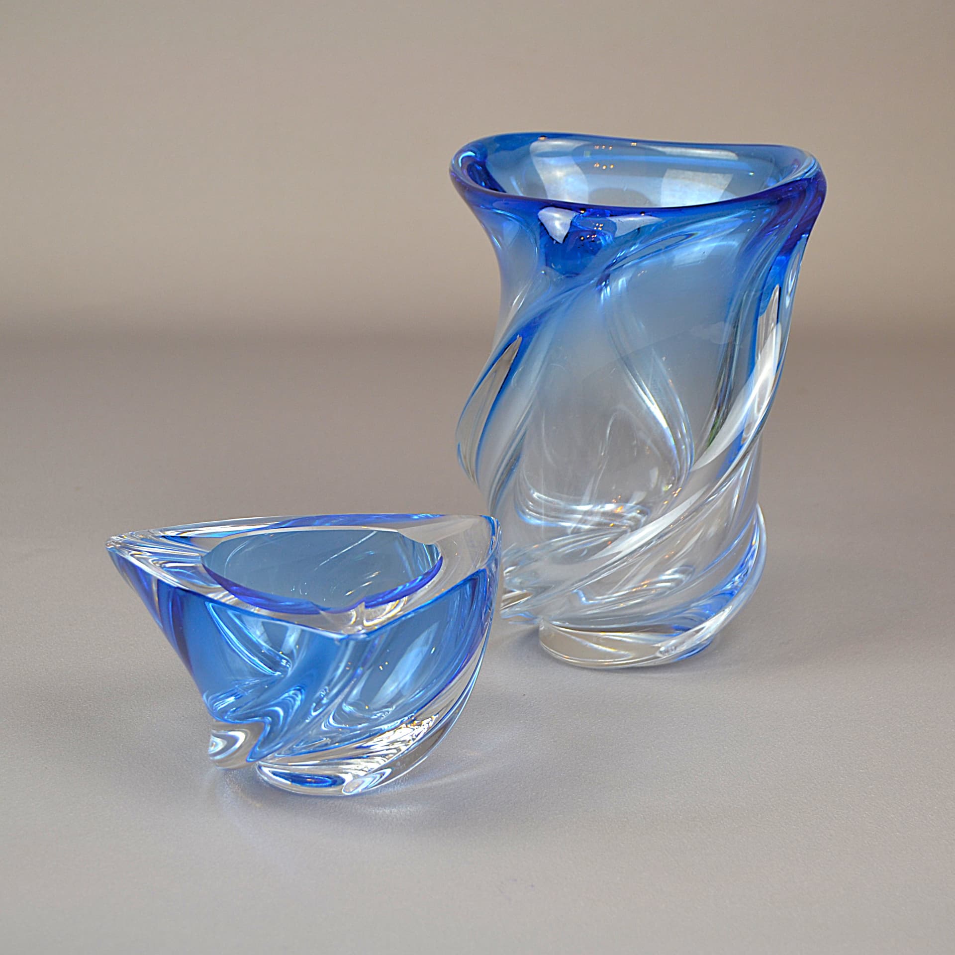 Ashtray, blue crystal, Val St Lambert, Belgium, 1970s. - 1189