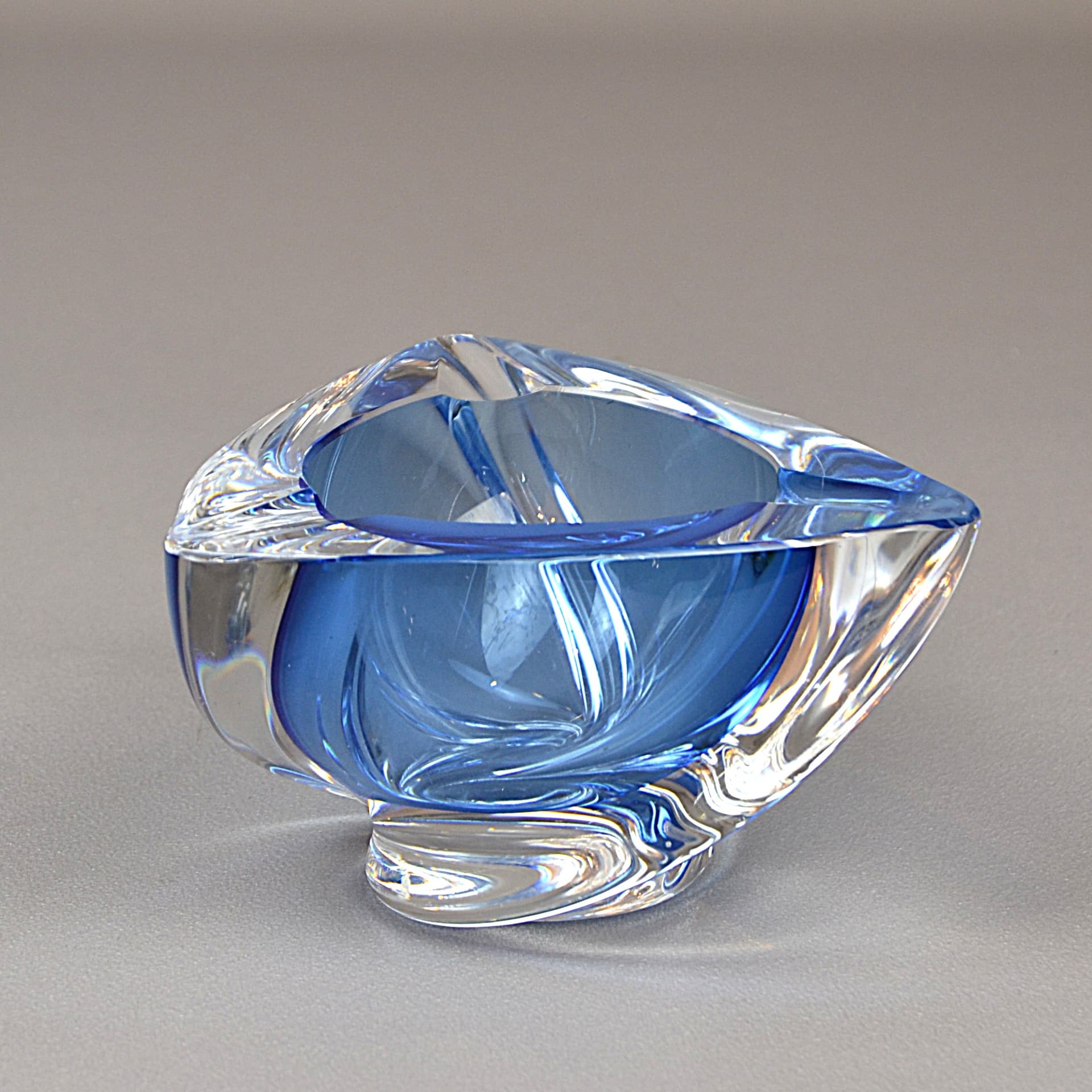 Ashtray, blue crystal, Val St Lambert, Belgium, 1970s. - 1180