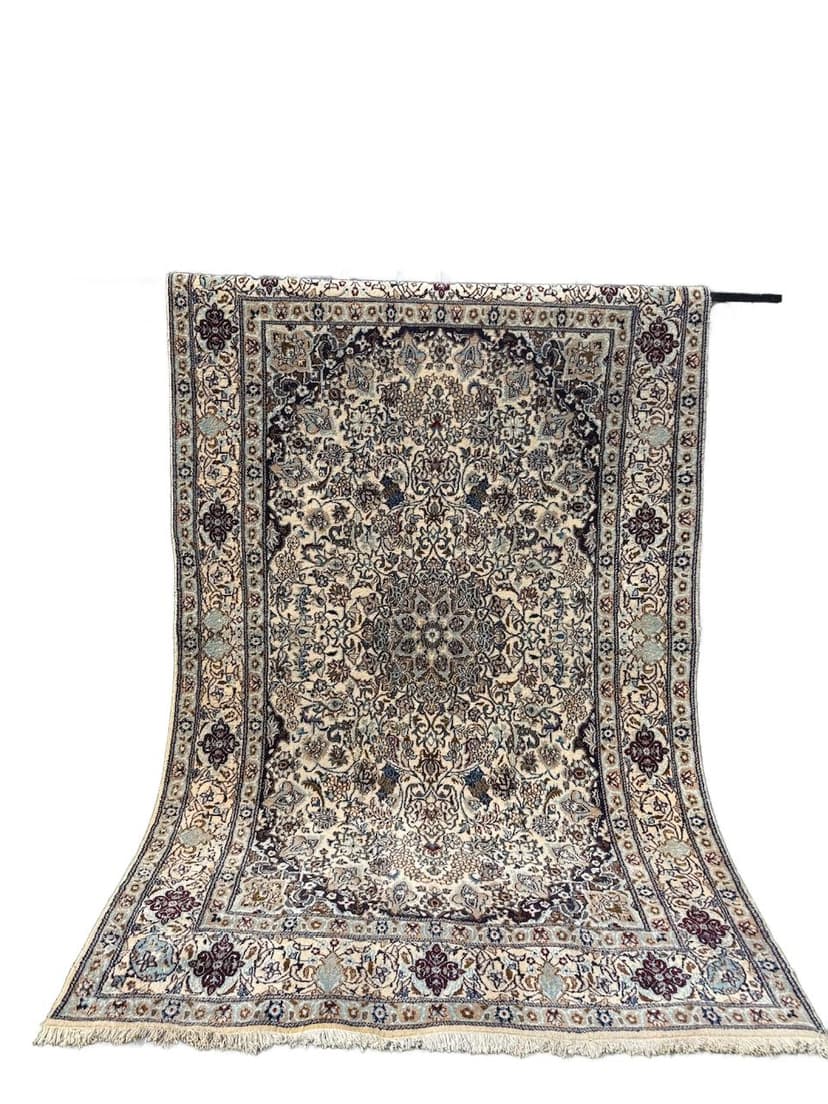 Dywan perski Nain 300x200 cm, wełna ivory, jedwab, Iran