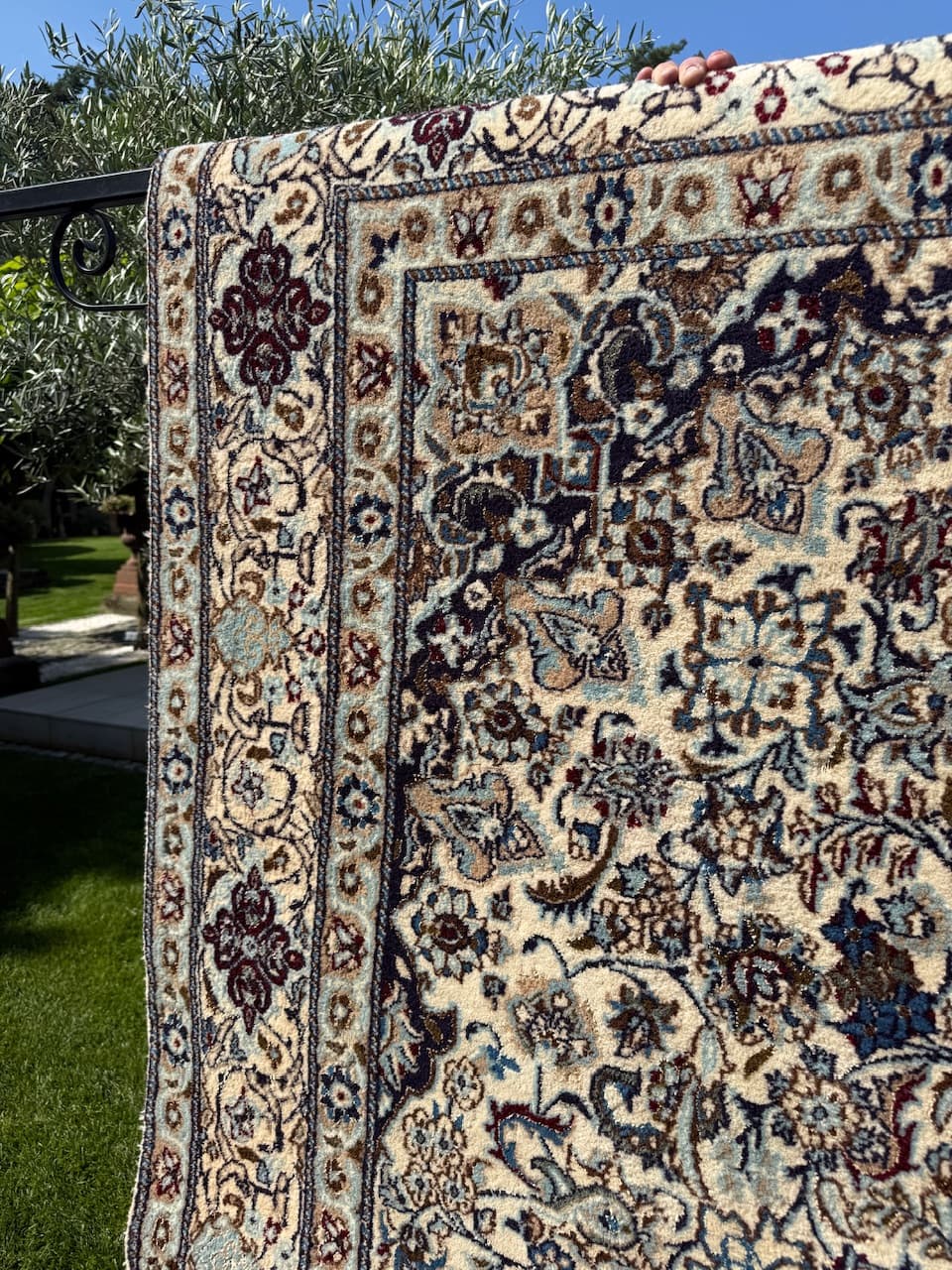 Persian Rug Nain 300x200 cm, ivory wool, silk, Iran - 158885