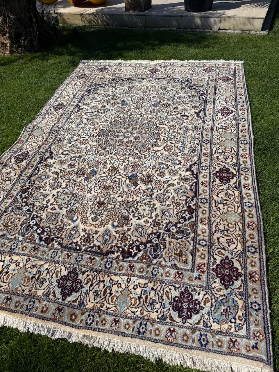 Persian Rug Nain 300x200 cm, ivory wool, silk, Iran - 158899