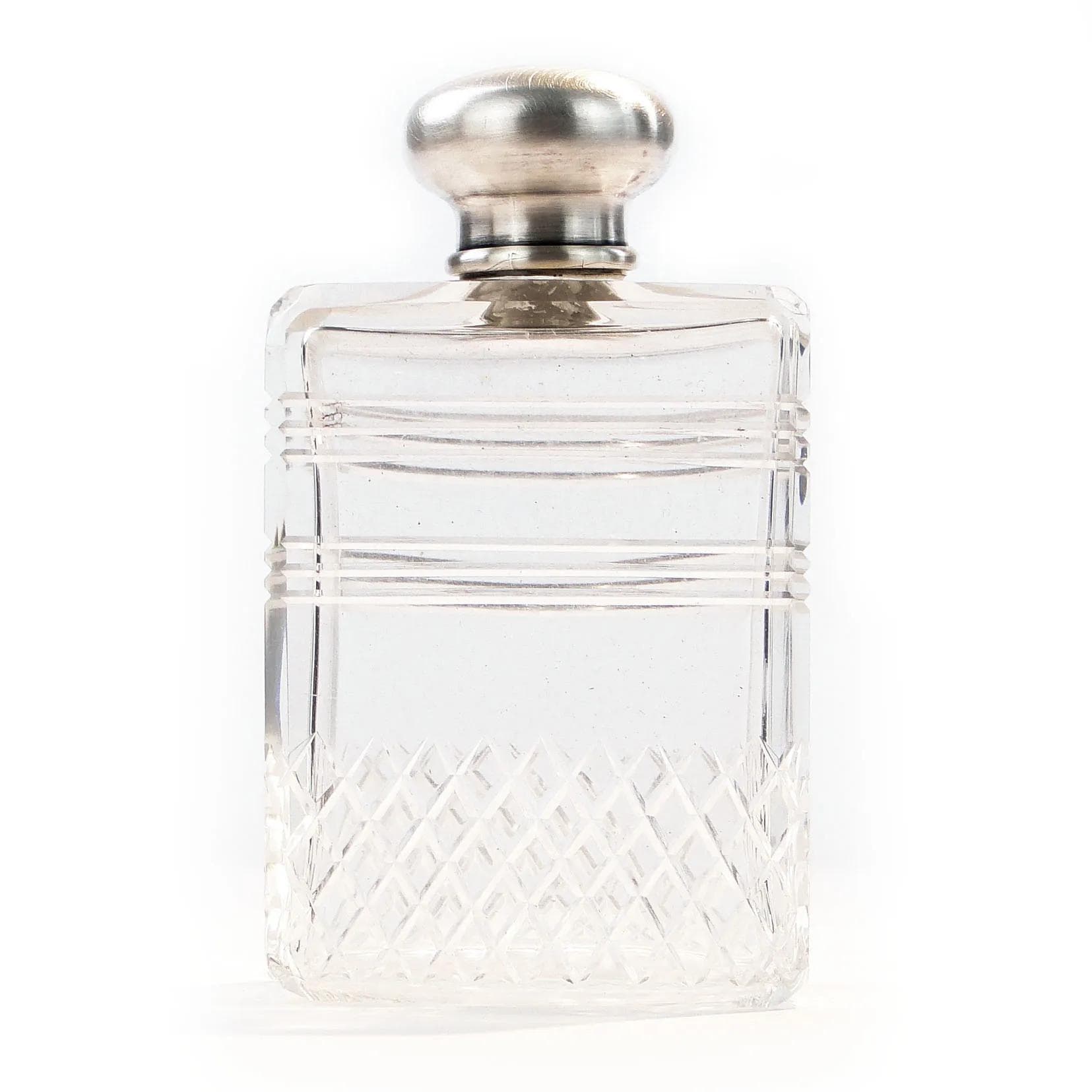 Perfume Bottle, transparent crystal glass, silver, France, early 20th c. - 10171