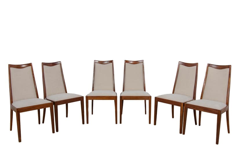 Komplet sześciu krzeseł, teak beżowy, proj. L. Dandy, G-Plan, Wielka Brytania, lata 60.