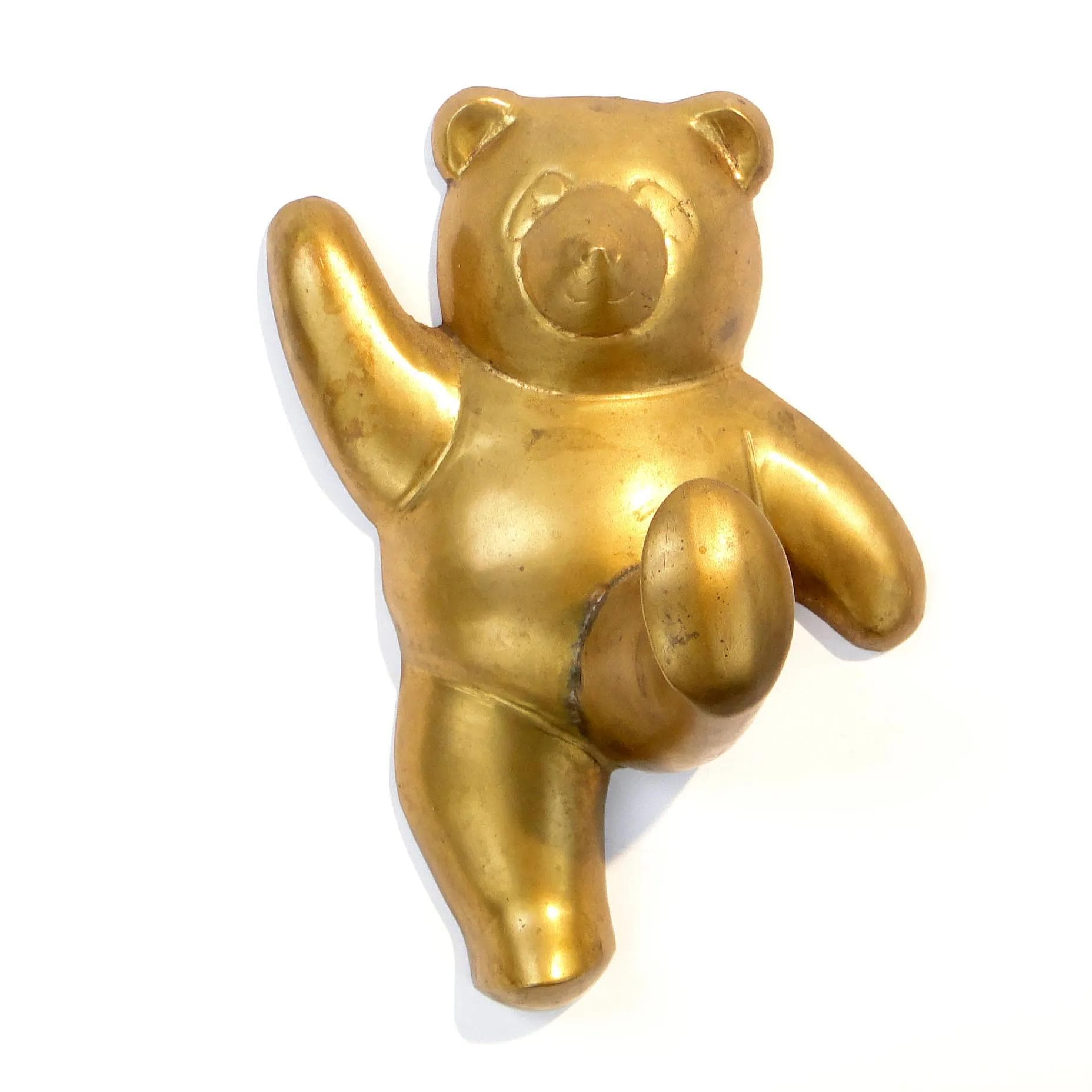 Wall hook Bear, golden brass, Germany, 1960s. - 10165