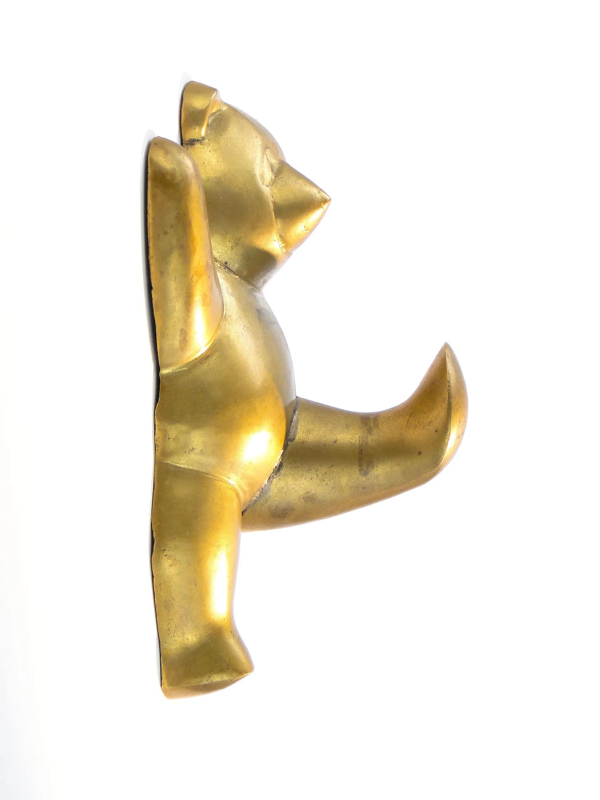 Wall hook Bear, golden brass, Germany, 1960s. - 10167