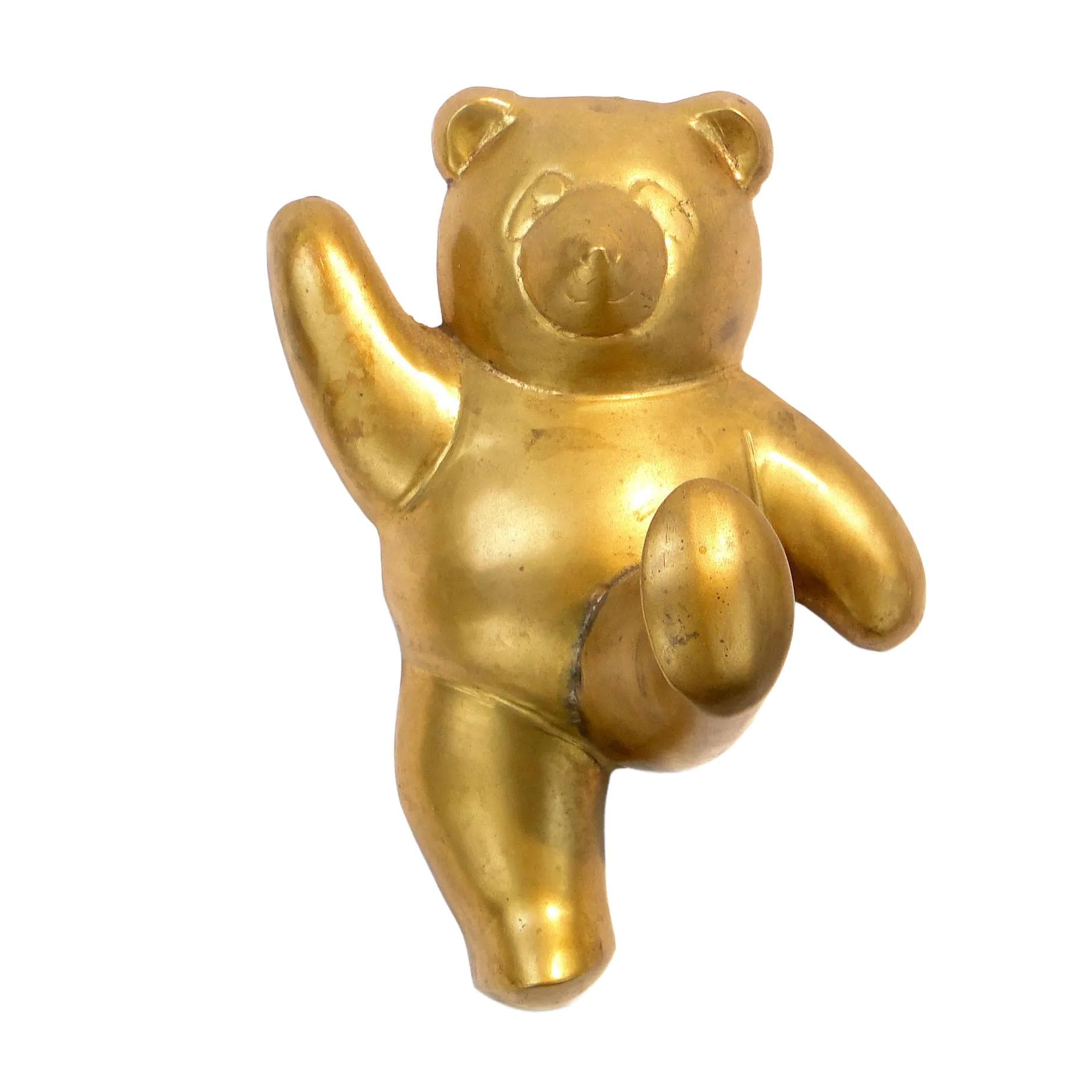 Wall hook Bear, golden brass, Germany, 1960s.