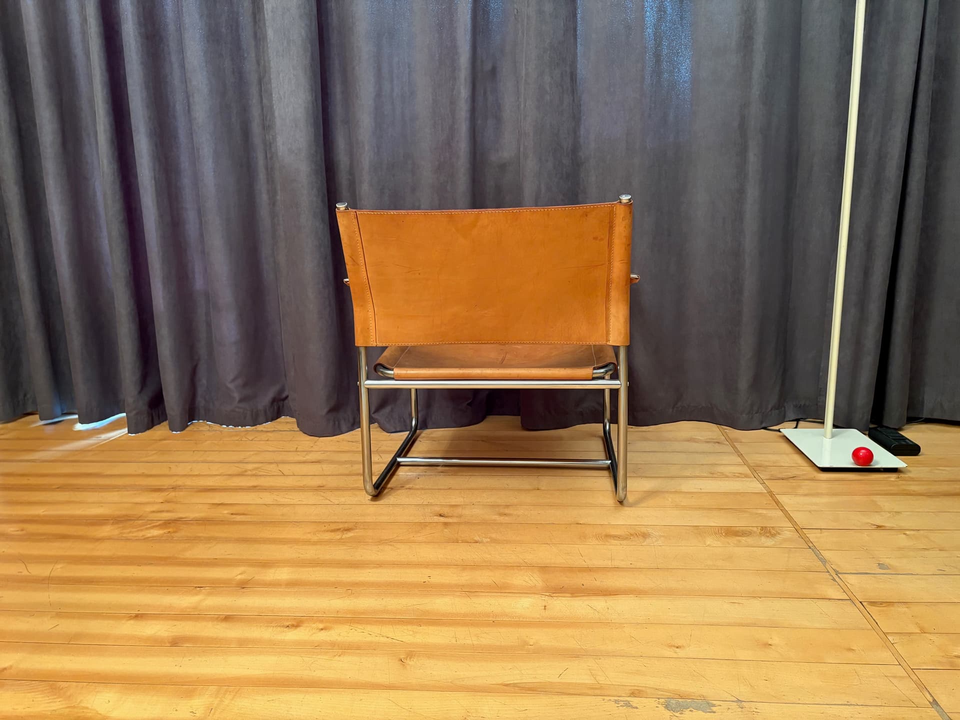 Armchair Amiral, brown leather, chromed steel, by K. Mobring, Ikea, Sweden, 1970s. - 159155