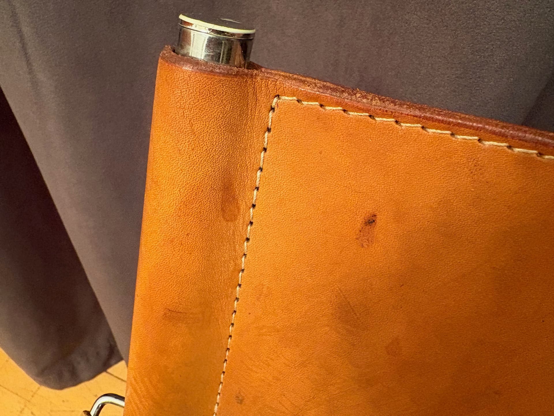 Armchair Amiral, brown leather, chromed steel, by K. Mobring, Ikea, Sweden, 1970s. - 159153