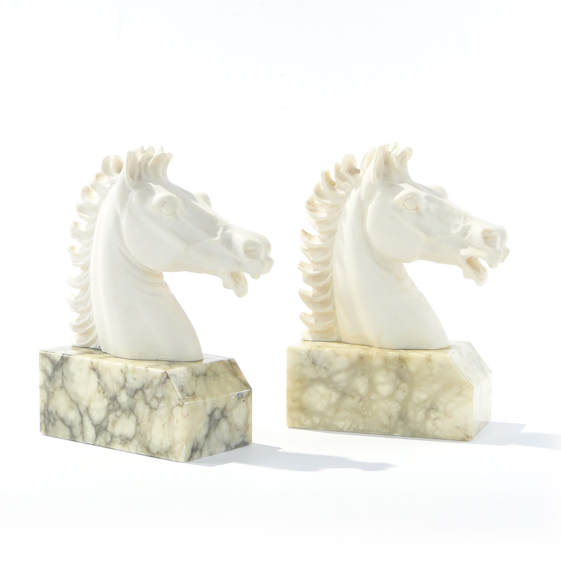 Podpórki do książek Ivory White, marmur, Włochy, lata 50. - 159267