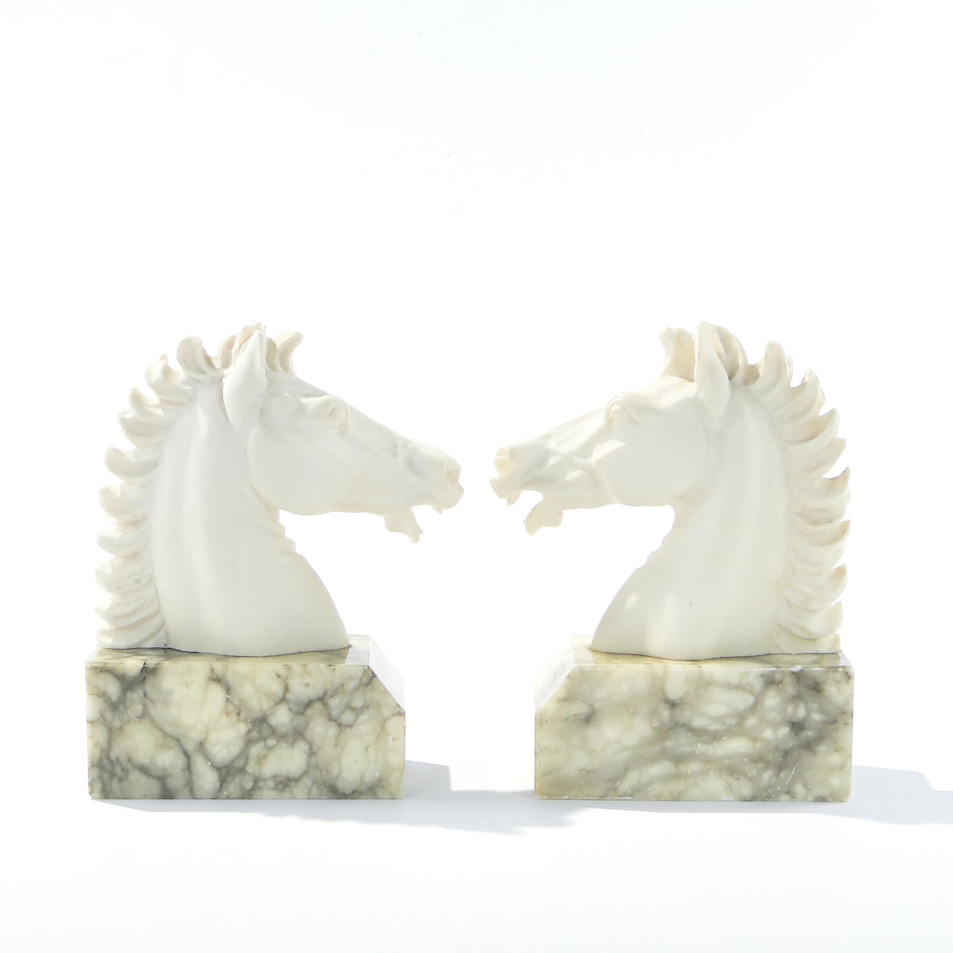 Podpórki do książek Ivory White, marmur, Włochy, lata 50. - 159268