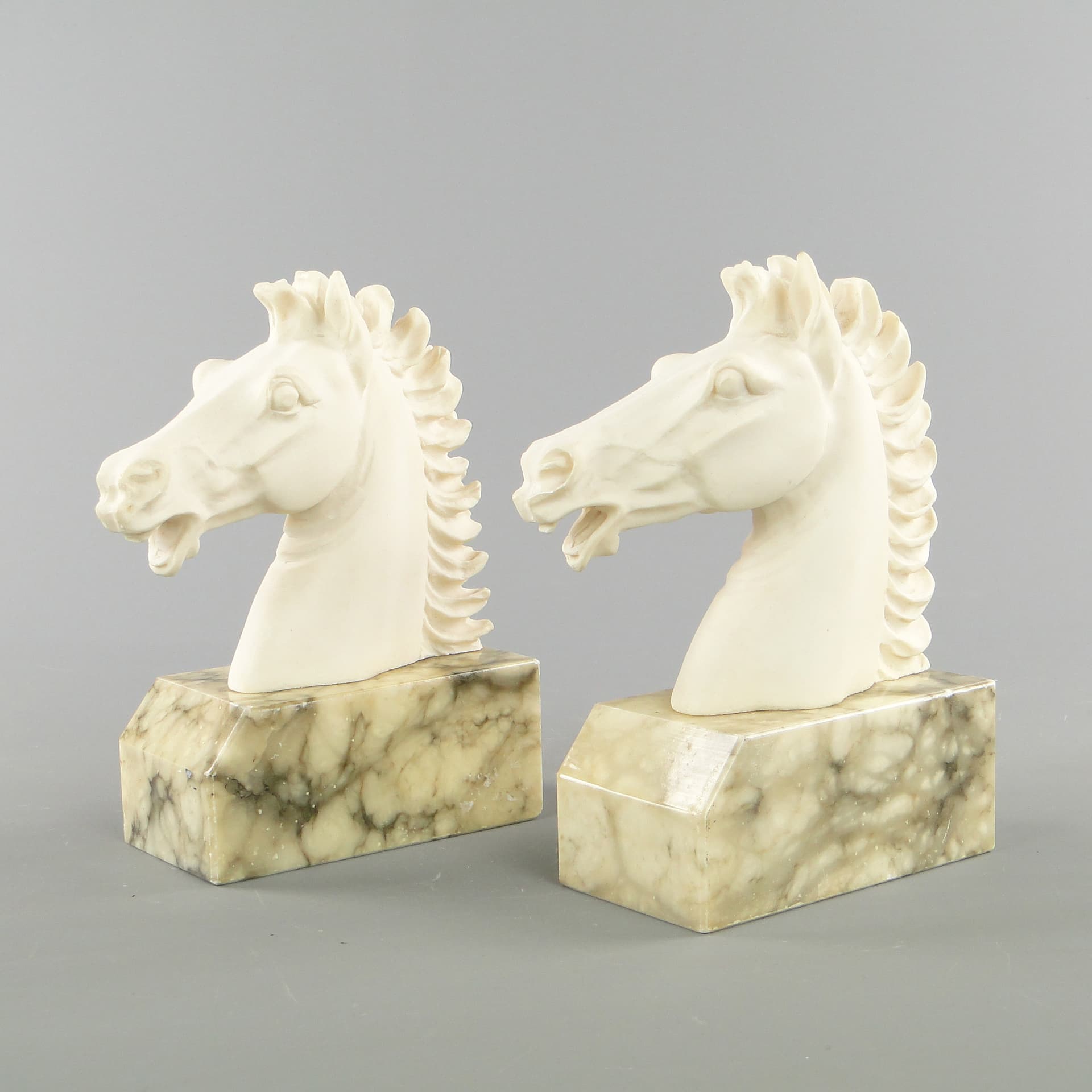 Podpórki do książek Ivory White, marmur, Włochy, lata 50. - 159269