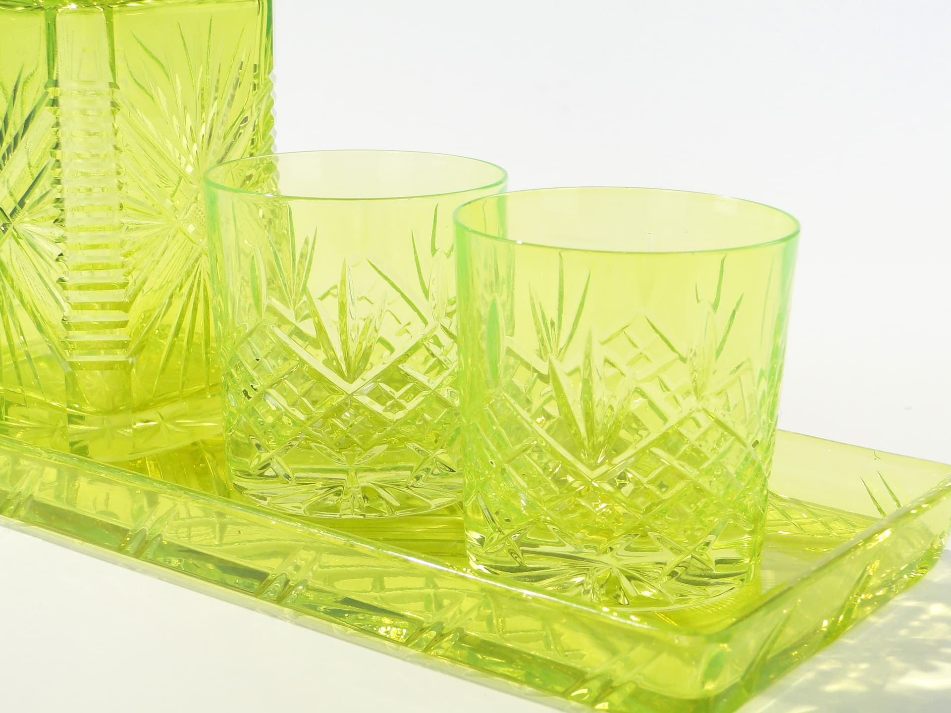 Zestaw do alkoholu, karafka i szklanki szkło uranowe - 159301