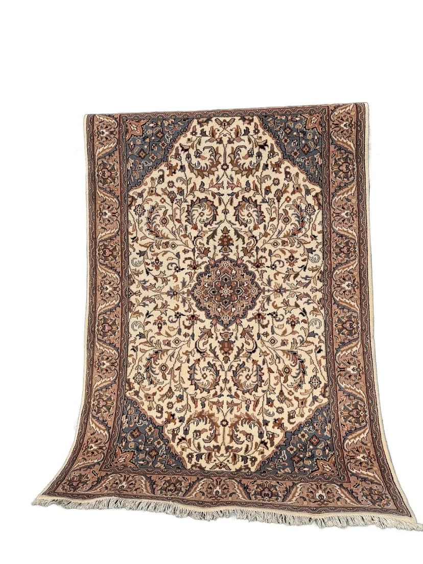 Dywan Indo Keshan, ivory white, wełna, Indie