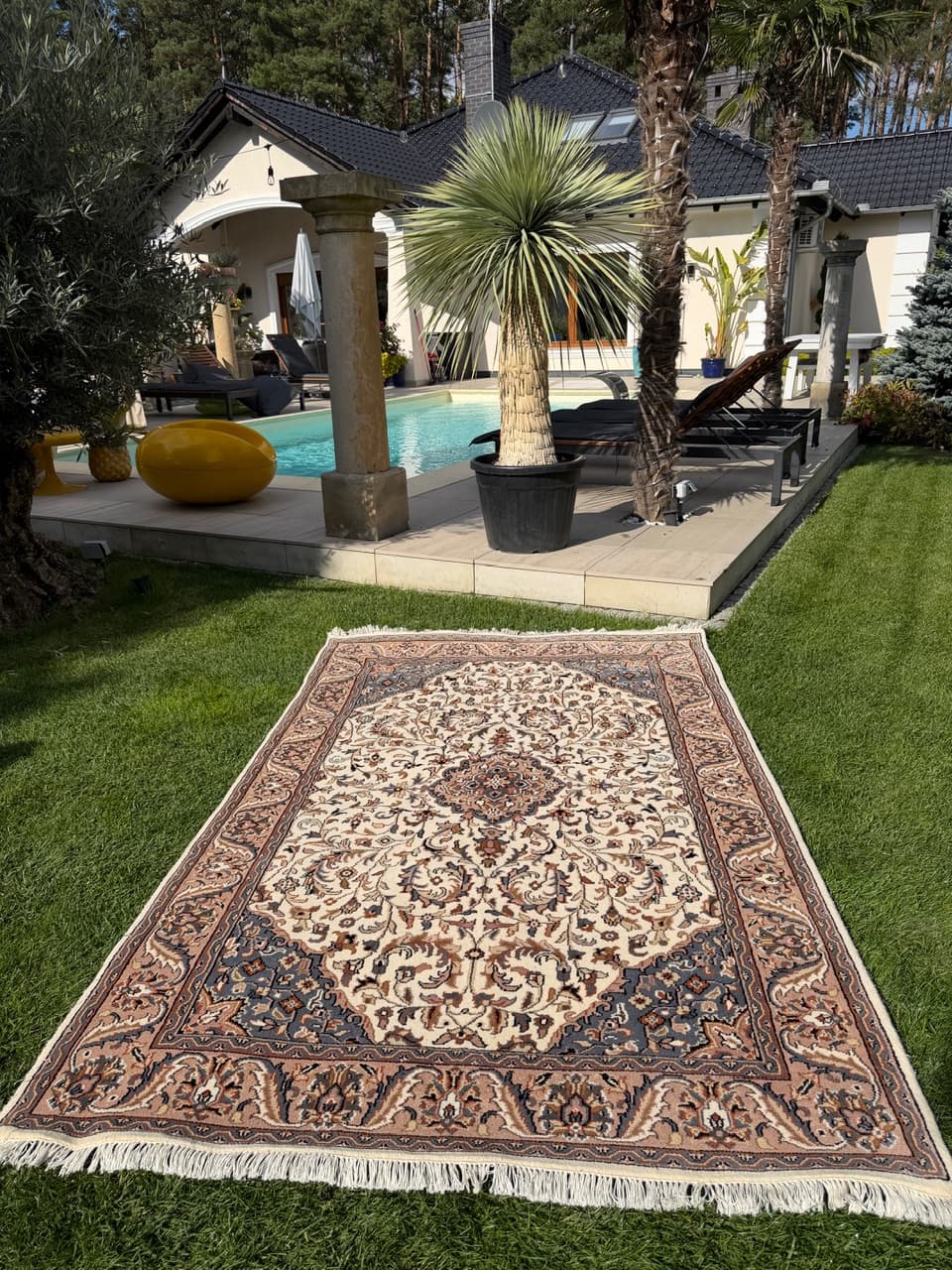 Dywan Indo Keshan, ivory white, wełna, Indie - 159322