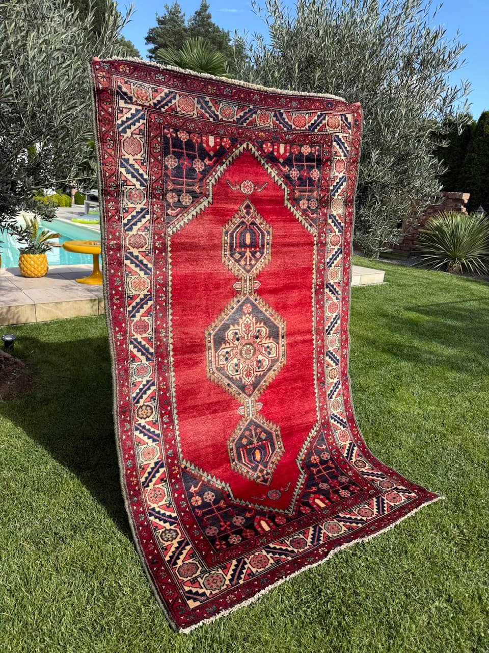 Dywan Afshar Hamadan, czerwony, wełna, Iran, lata 60. - 159384