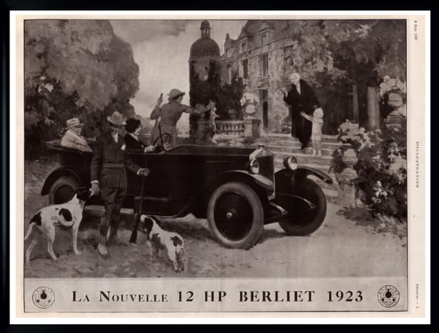 Advertising poster Berliet, Art Deco, 40x30 cm, light brown paper, France, 1920s. - DIMENSION