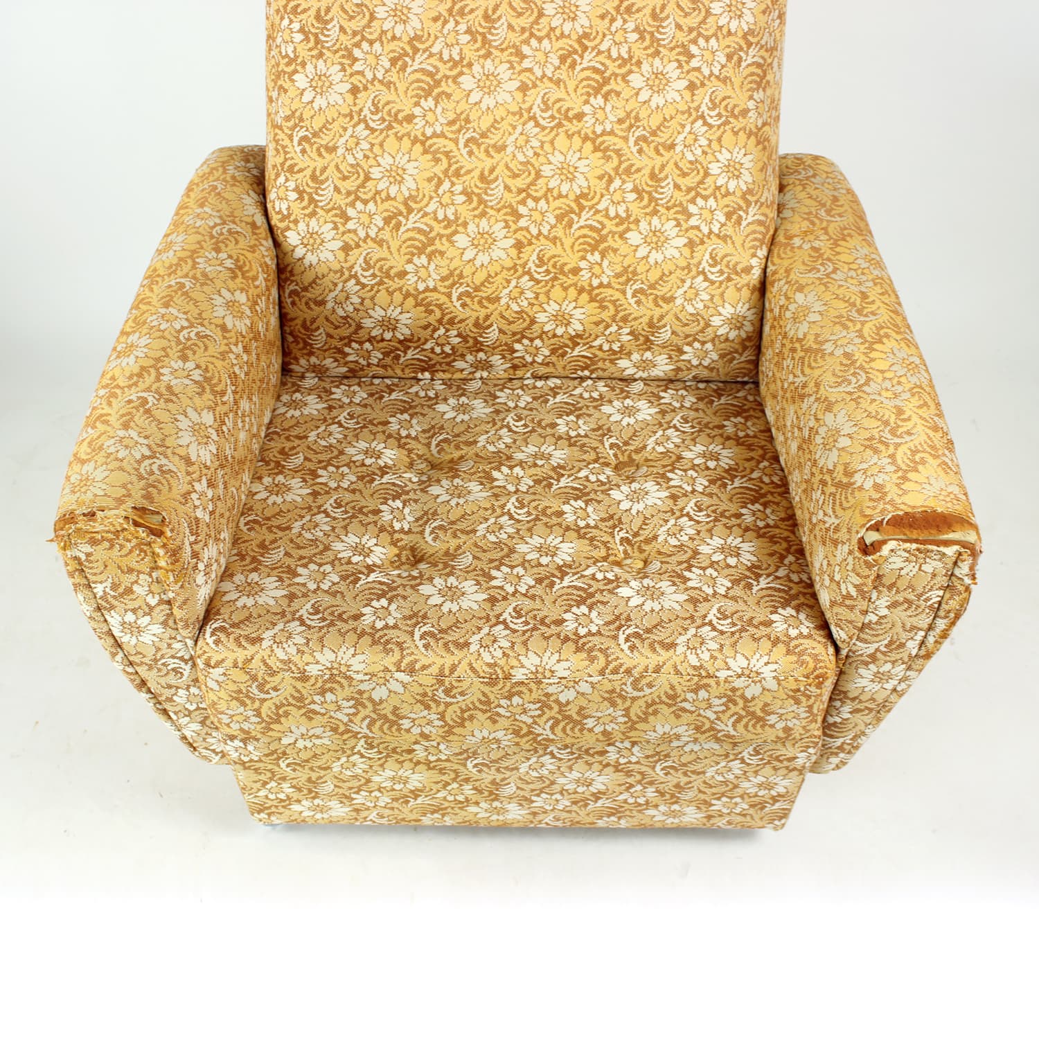 Fotel wingchair żółty, TON, Czechosłowacja, lata 60. - 159431