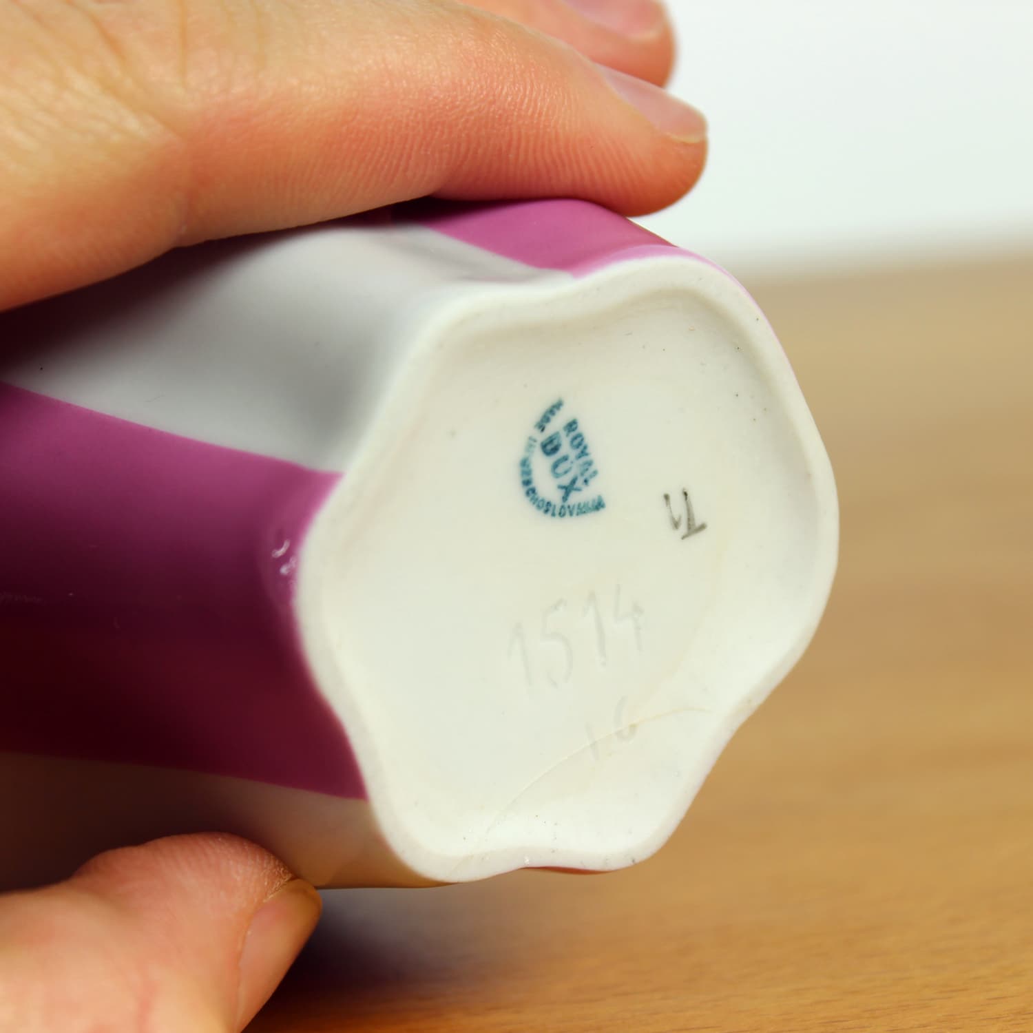 Vase, pink white, porcelain, Royal Dux Bohemia, Czech Republic, 1960s. - 159440