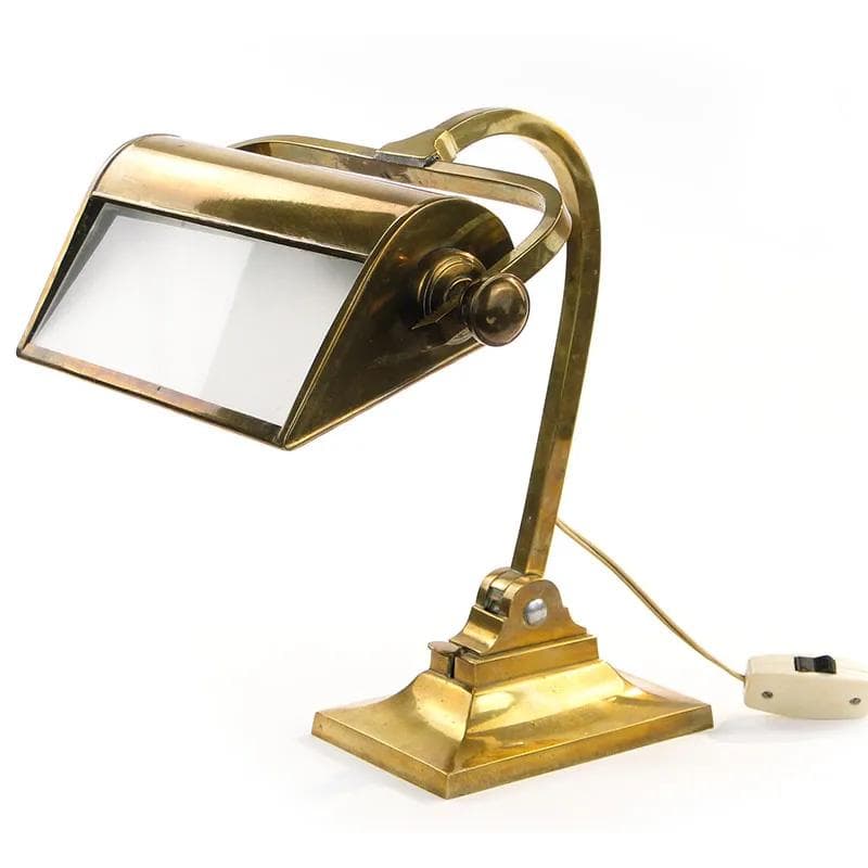 Lampa gabinetowa secesyjna, złoty, mosiądz, Polska, początek XX wieku - 10131