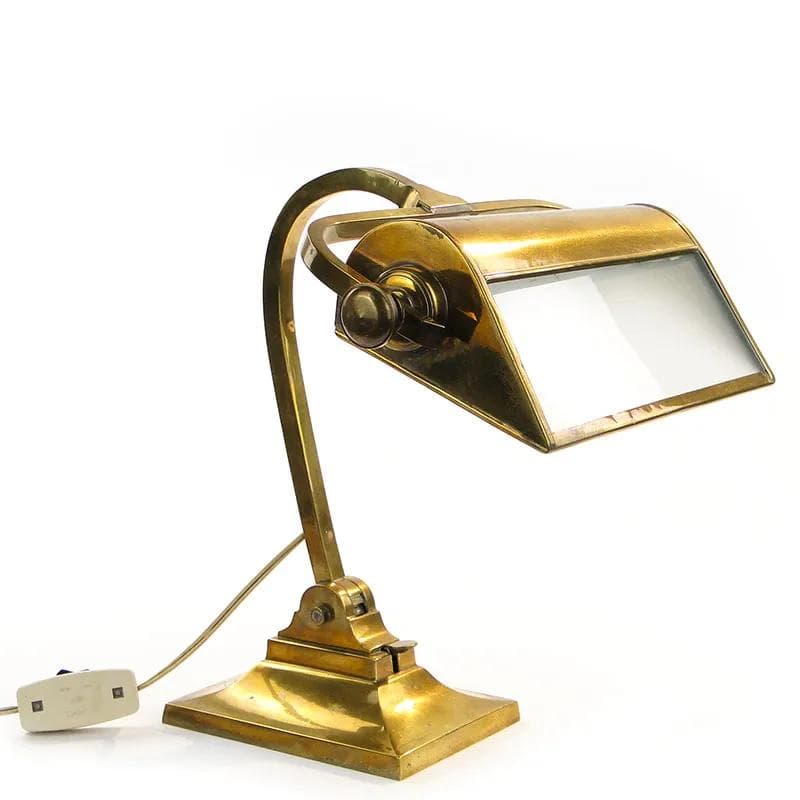 Lampa gabinetowa secesyjna, złoty, mosiądz, Polska, początek XX wieku - 10136