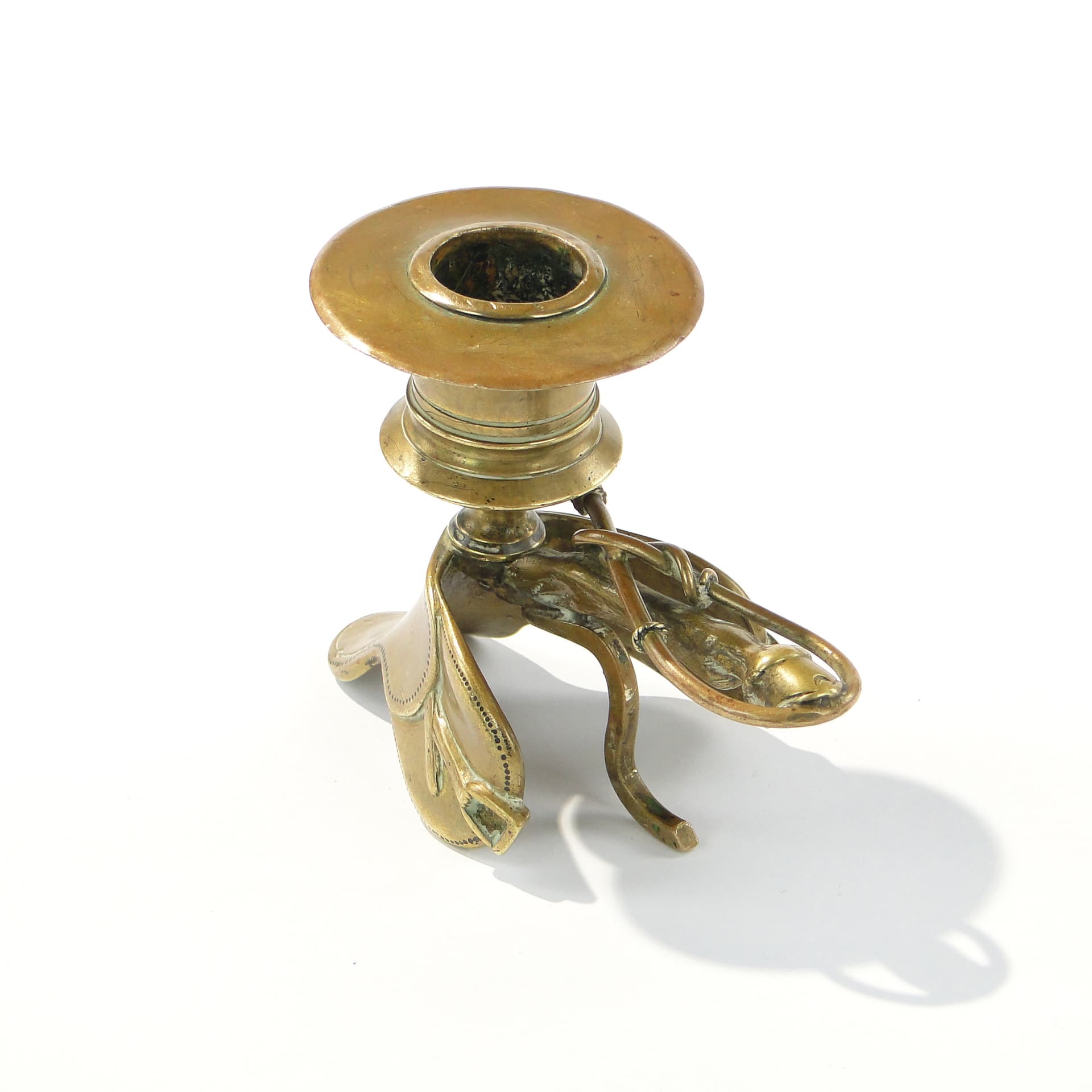 Secesyjny kaganek z brązu z motywem jeździeckim 1910 - 159519