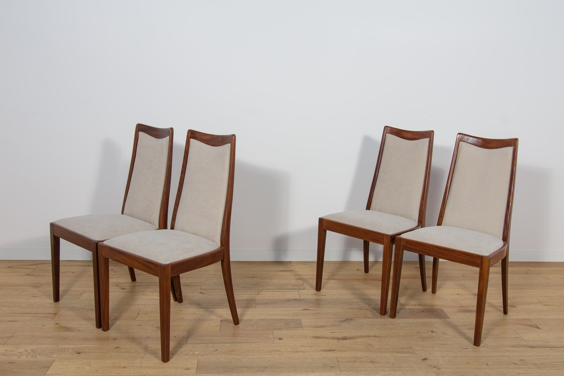 Set of four chairs, teak, ivory white, by L. Dandy, G-Plan, United Kingdom, 1960s. - 159553