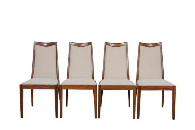 Set of four chairs, teak, ivory white, by L. Dandy, G-Plan, United Kingdom, 1960s. - DIMENSION