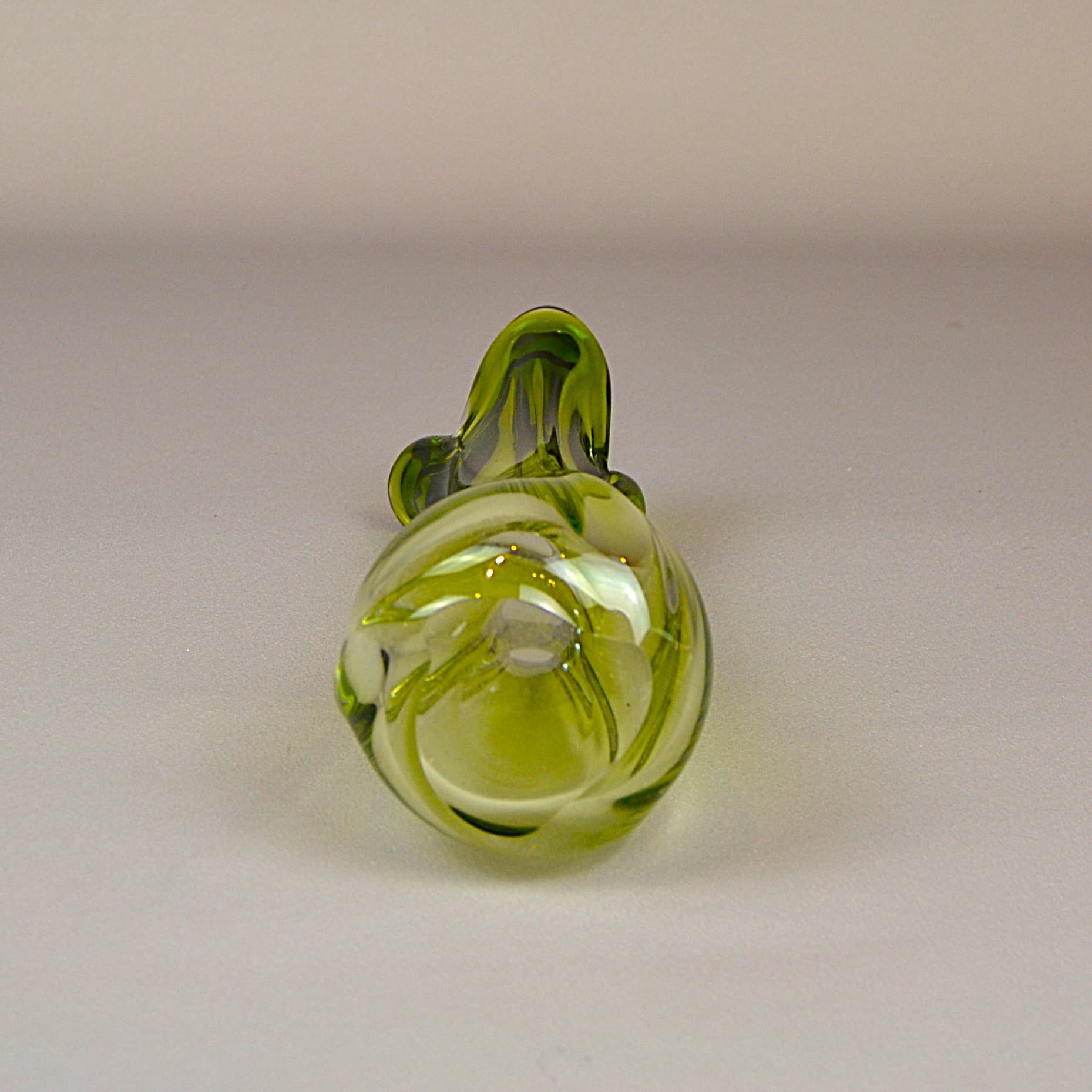 Wazon, oliwkowy, kryształ, Val St-Lambert, Belgia, lata 70. - 1197