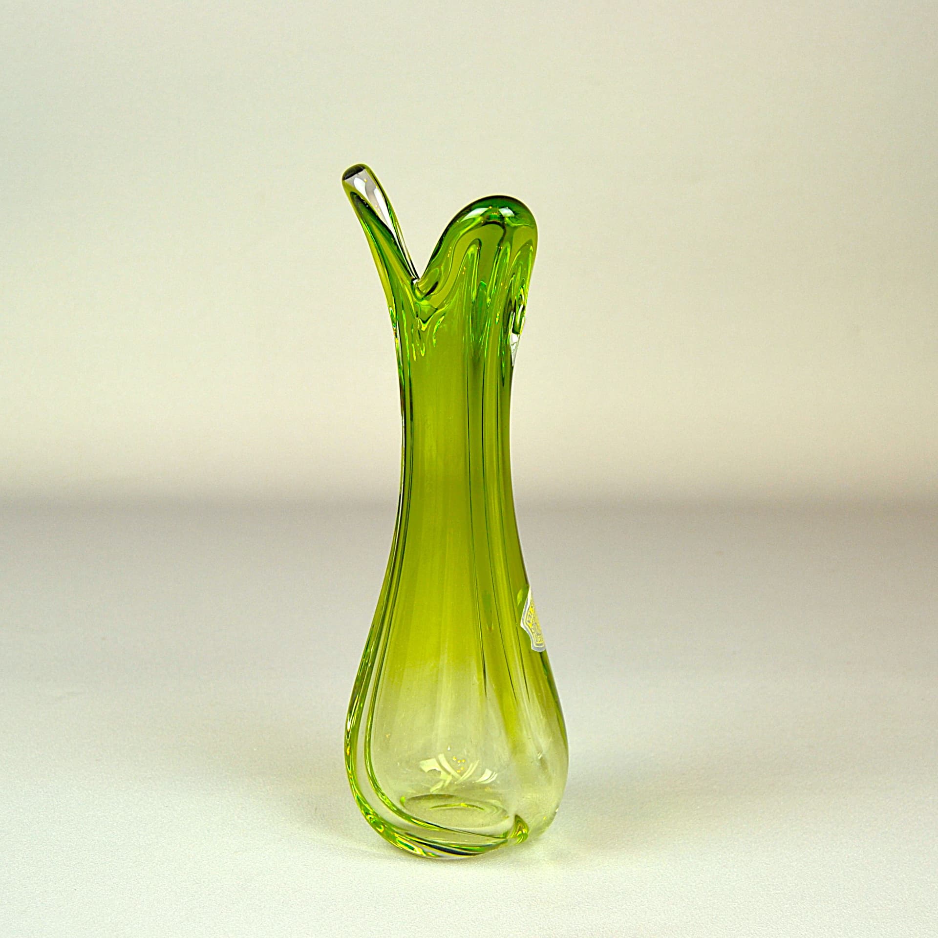 Wazon, oliwkowy, kryształ, Val St-Lambert, Belgia, lata 70. - 1195