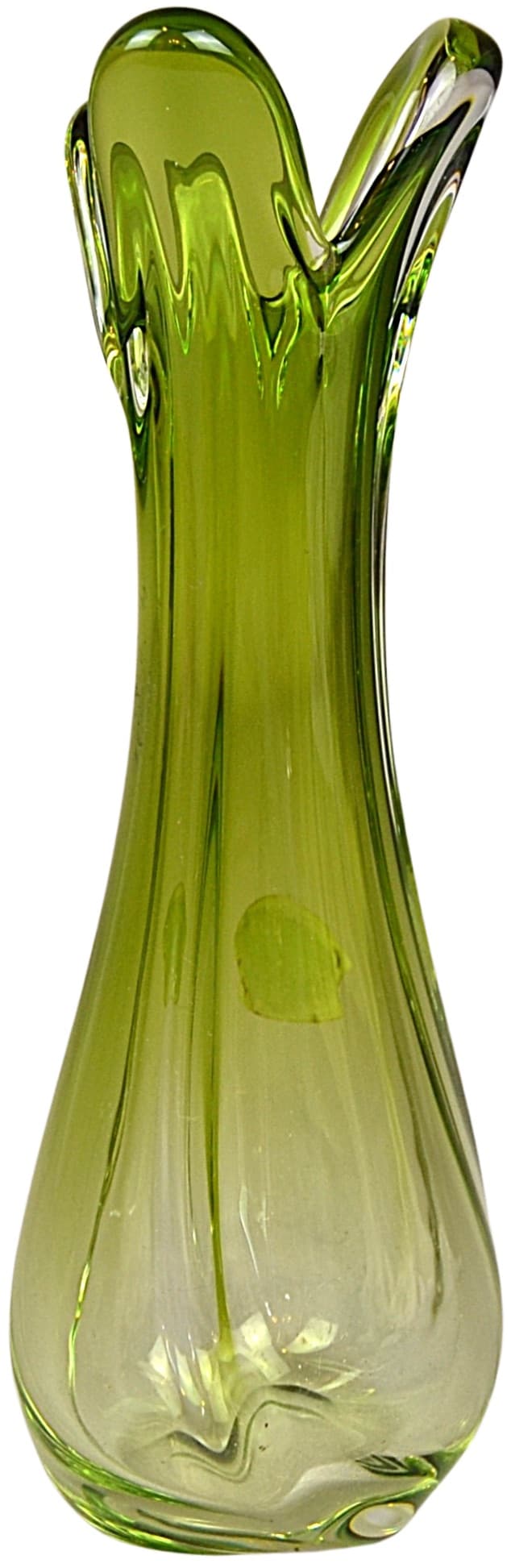 Wazon, oliwkowy, kryształ, Val St-Lambert, Belgia, lata 70.