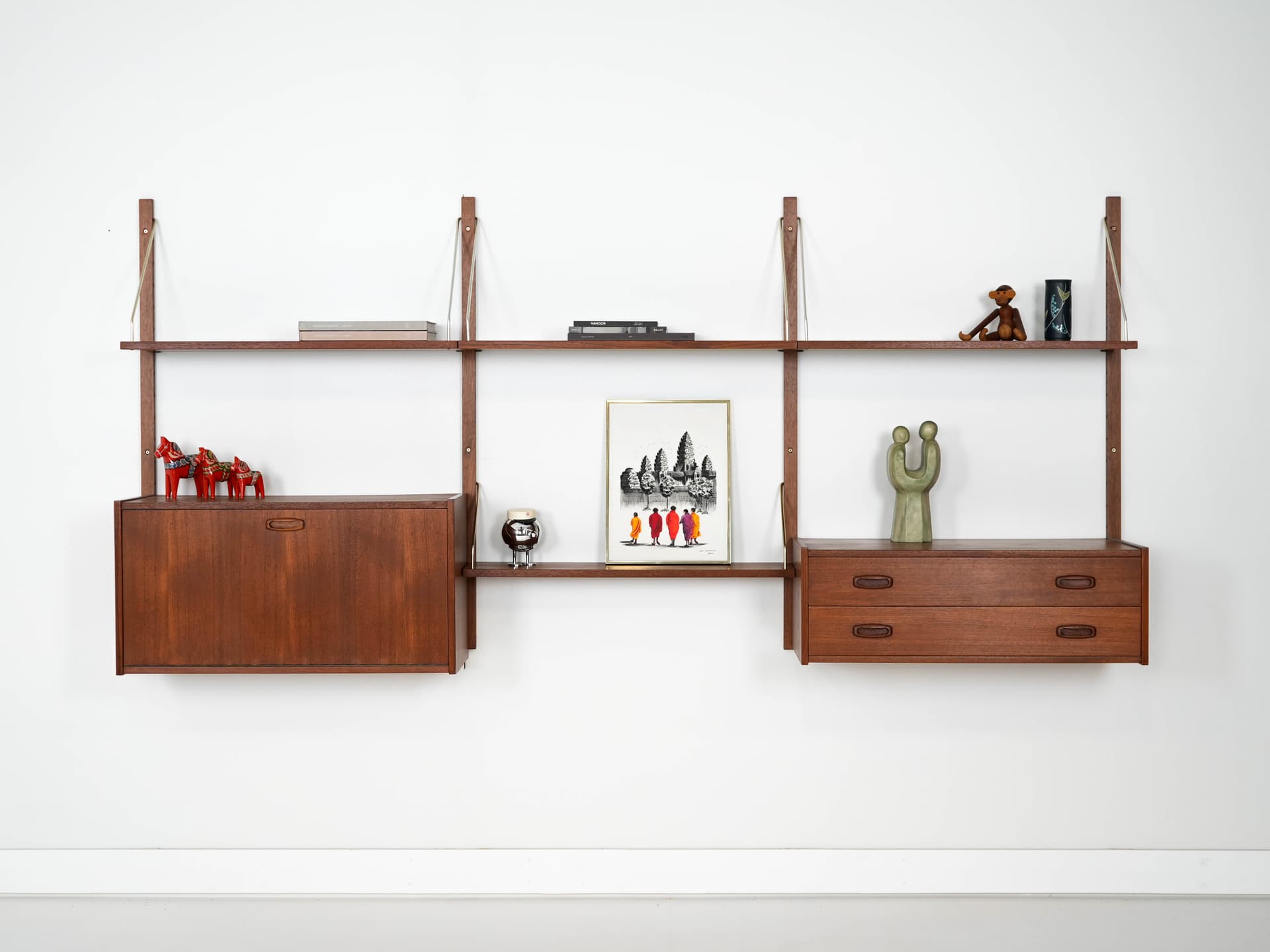 Wall unit, brown teak, Denmark, 1960s. - 159908