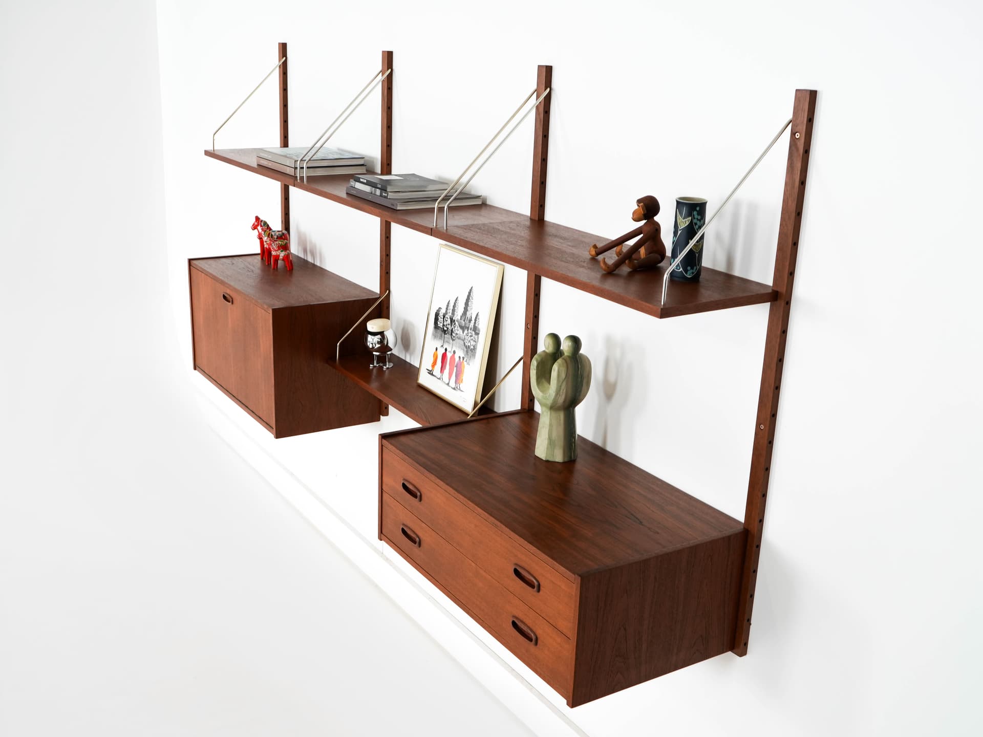 Wall unit, brown teak, Denmark, 1960s. - 159913