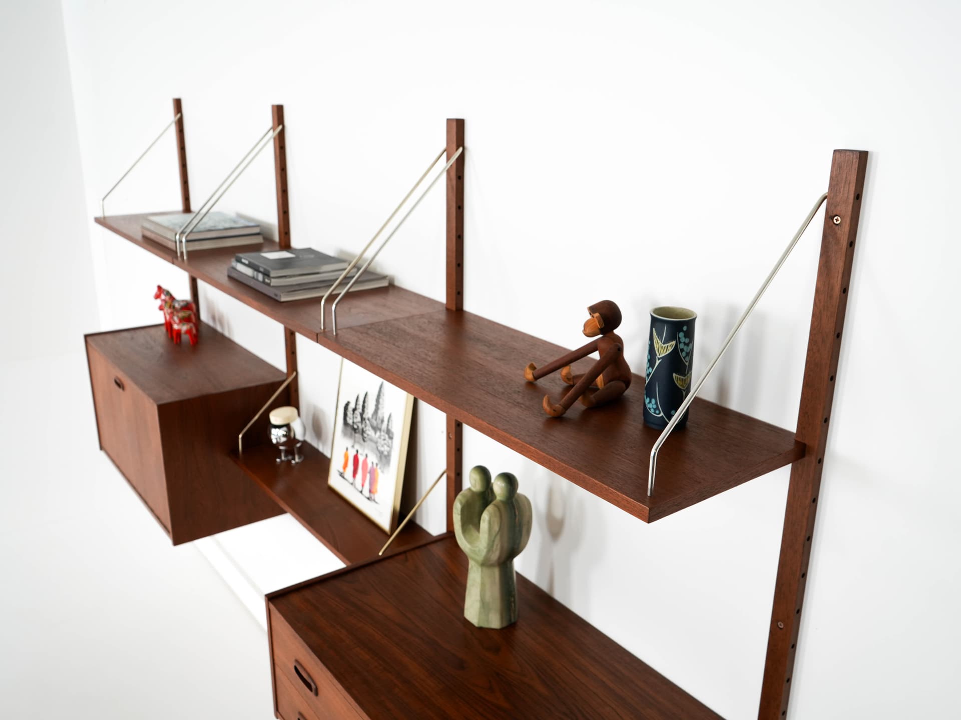 Wall unit, brown teak, Denmark, 1960s. - 159912