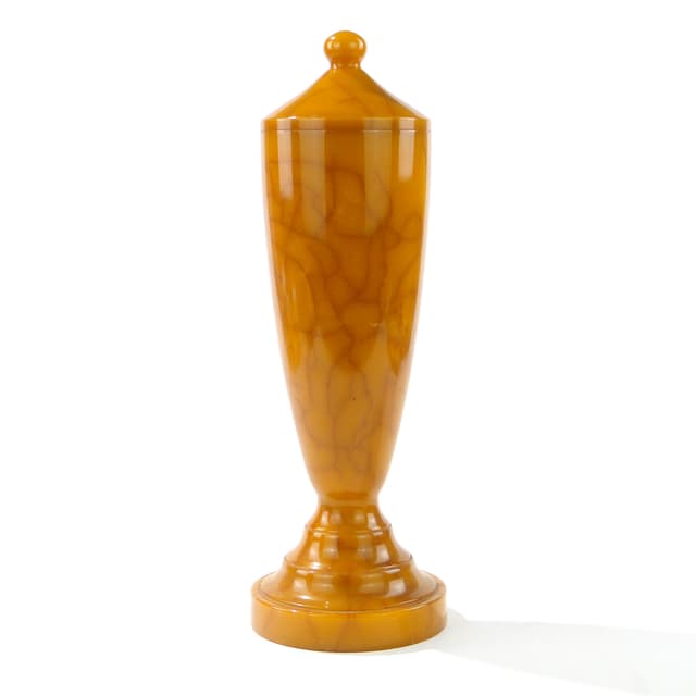 Modernistyczna amfora z mlecznego bakelitu Polska lata 30. - WYMIARY