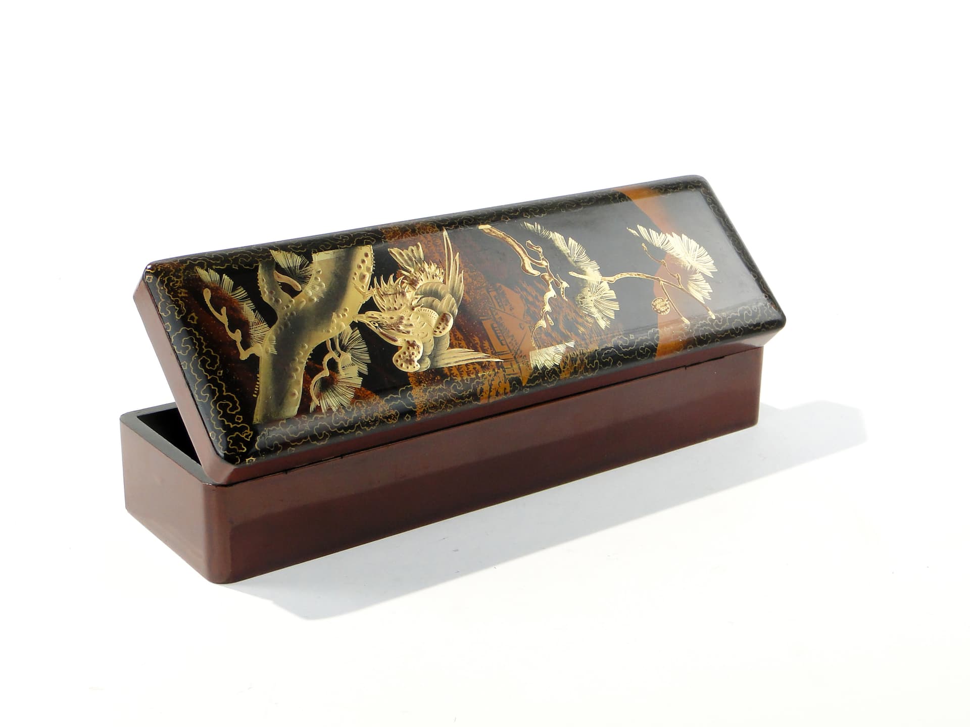 Orientalne pudełko z laki, epoka Meji, Japonia. - 160061