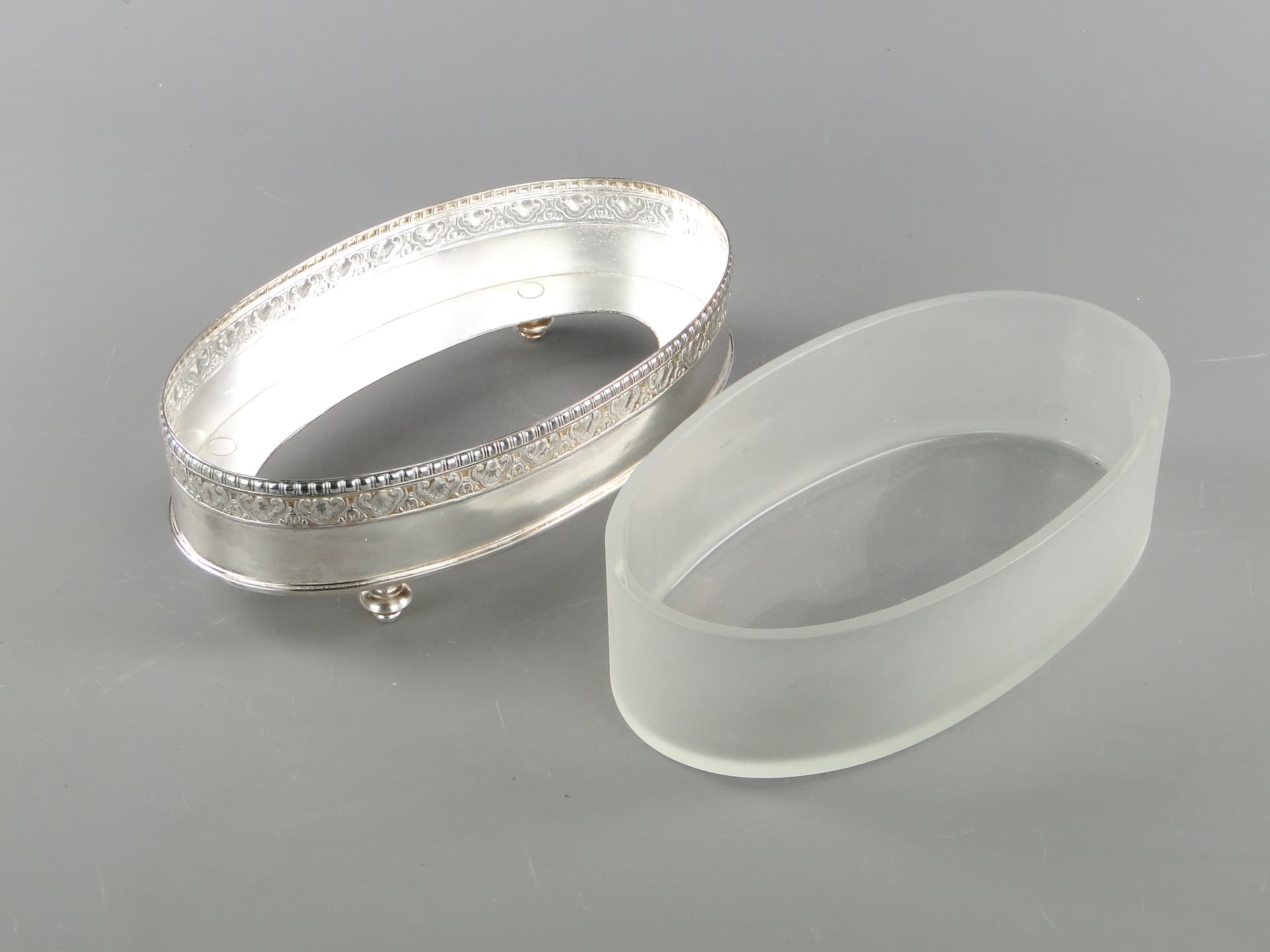 Żardiniera Art déco, srebrny, mosiądz, szkło, Niemcy, lata 20. - 160074