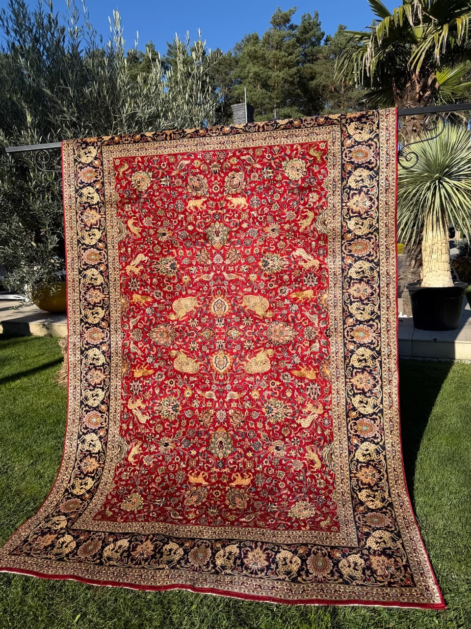 Dywan Ghoum, 280x182 cm, jedwab czerwony, Indie - 160094