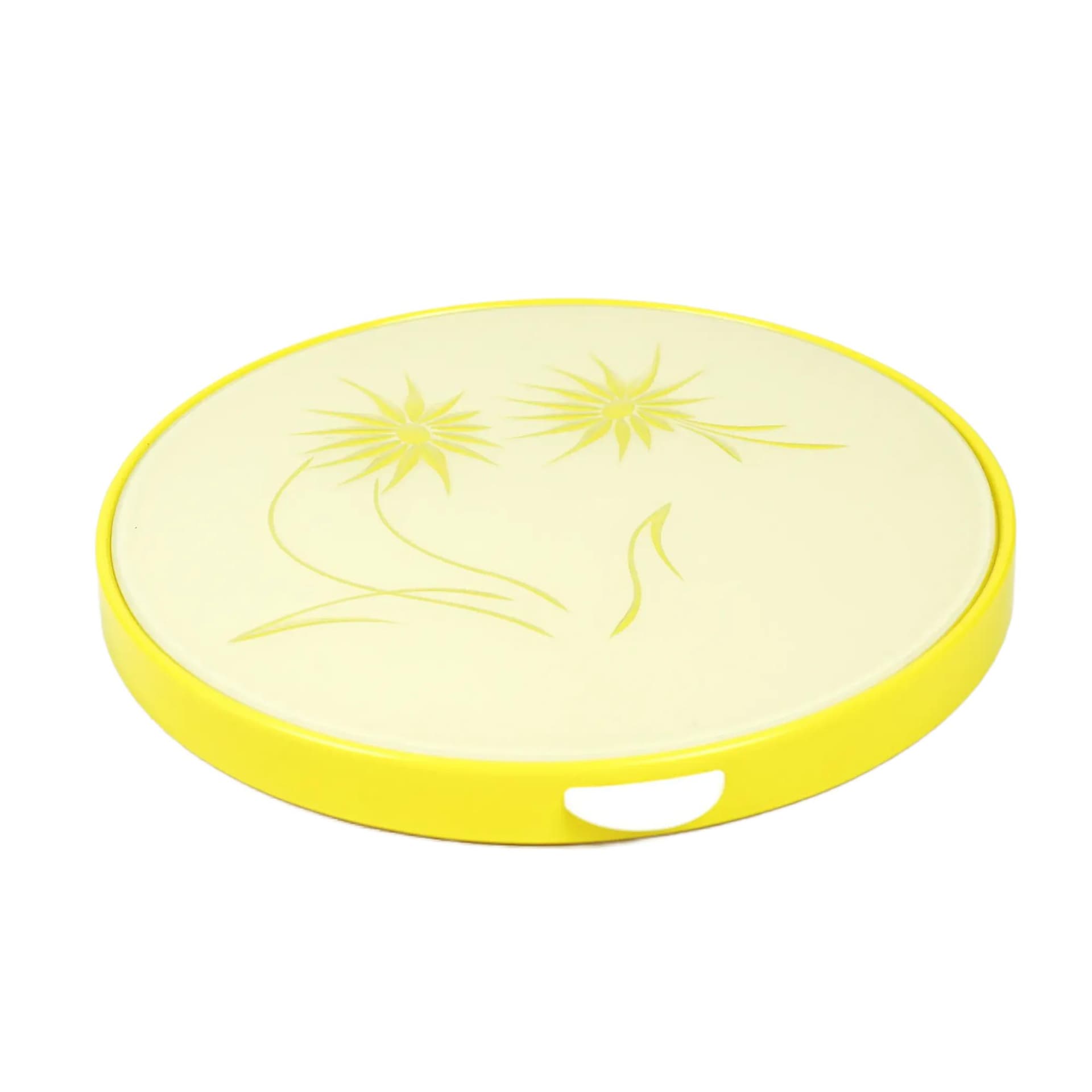 Taca obrotowa, żółty, szkło, plastik, Niemcy, lata 60.