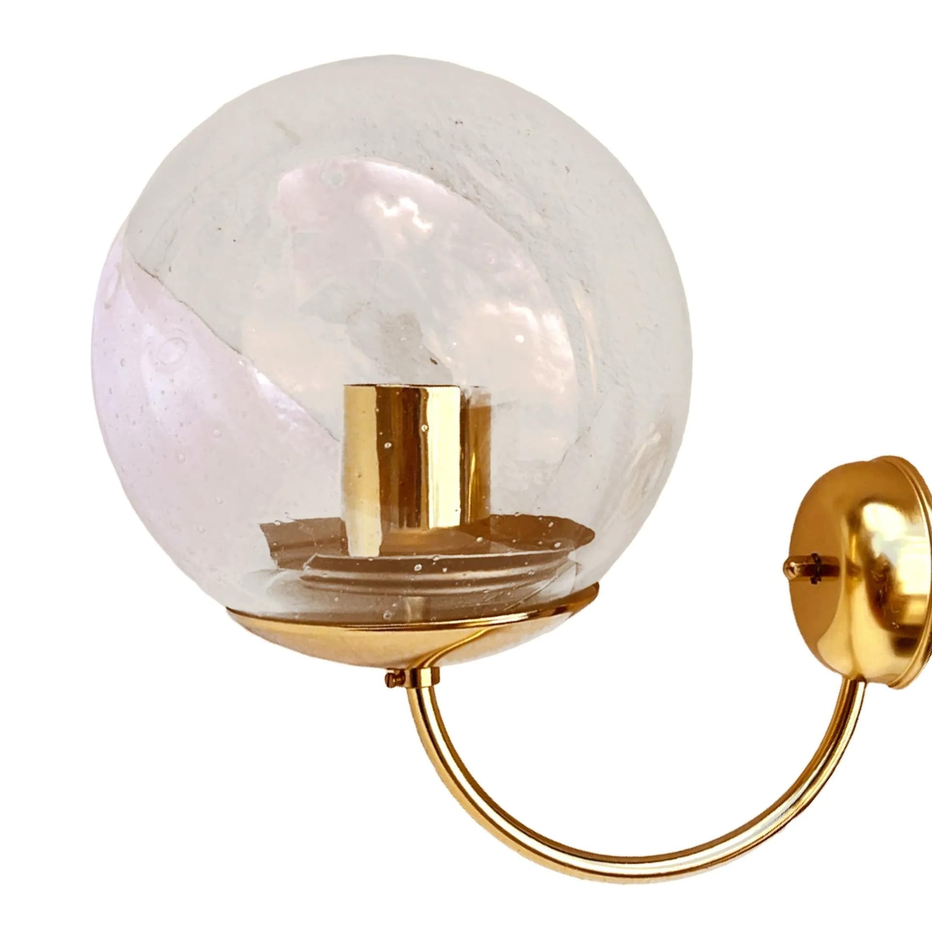 Wall sconce Hollywood Regency, transparent glass, golden brass, Kamenický Šenov, Czechoslovakia, 1970s. - 160167