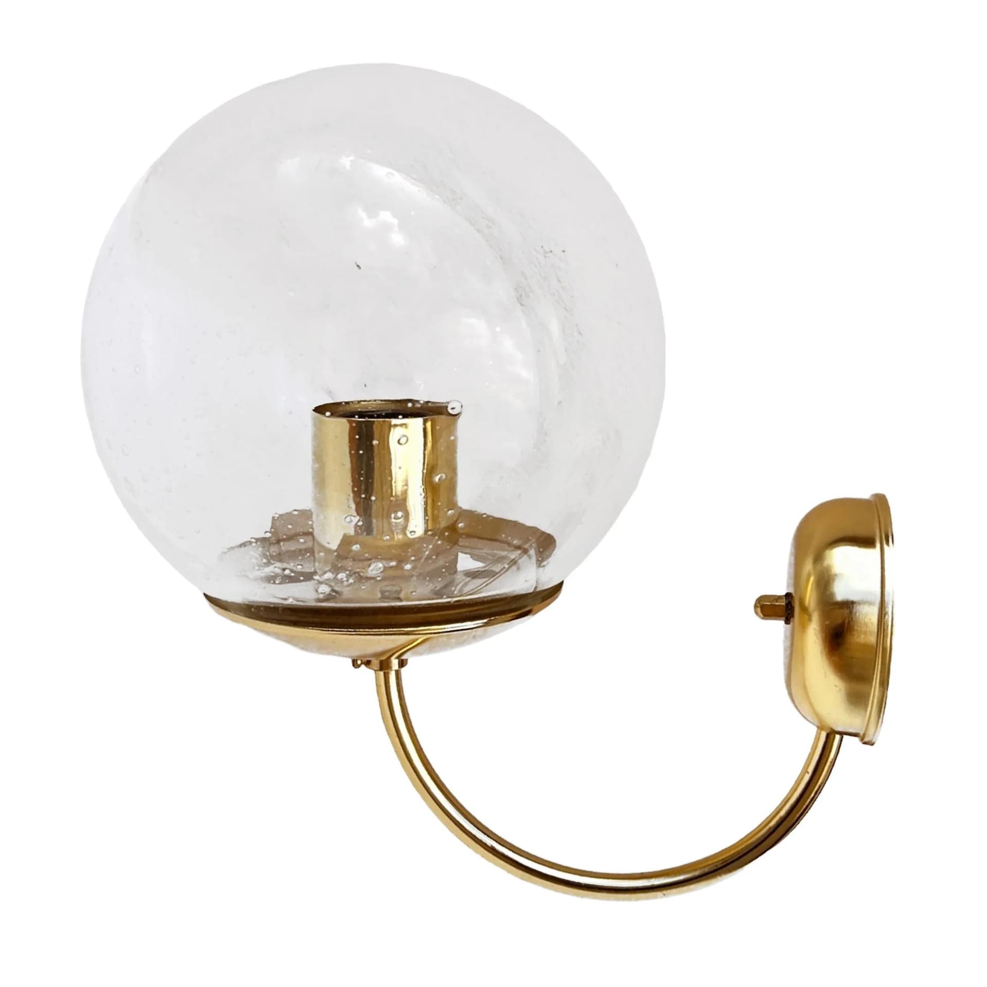 Wall sconce Hollywood Regency, transparent glass, golden brass, Kamenický Šenov, Czechoslovakia, 1970s. - 160169