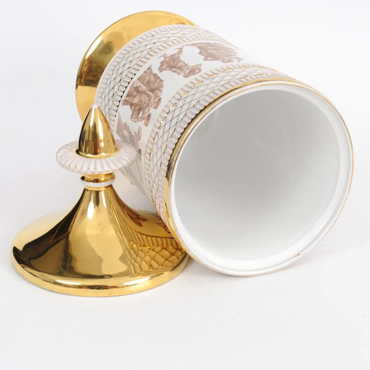 Pojemnik Fiorentine, neoklasycystyczny, ivory white, fajans, Ceramiche Fiorentine, Włochy, lata 50. - 160205