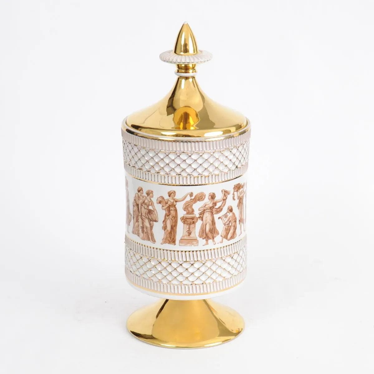 Pojemnik Fiorentine, neoklasycystyczny, ivory white, fajans, Ceramiche Fiorentine, Włochy, lata 50. - 160202