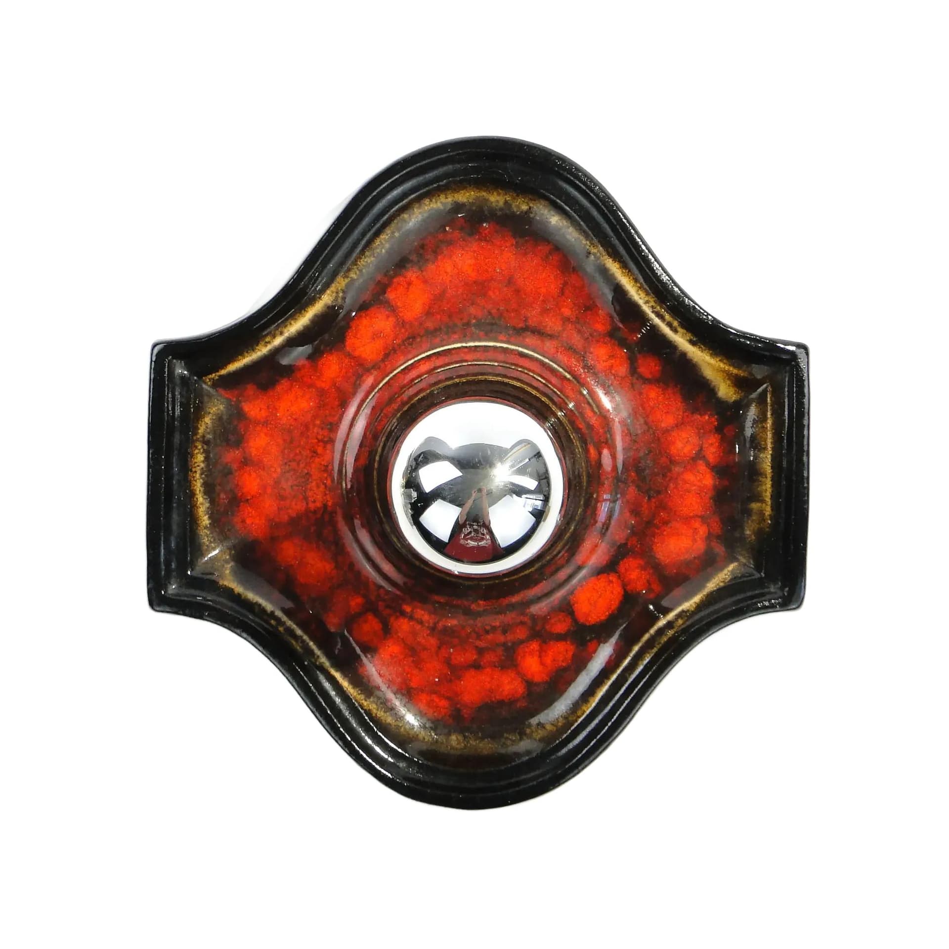 Kinkiet Space Age, czerwony, ceramika, Scheurich, Niemcy, lata 70.