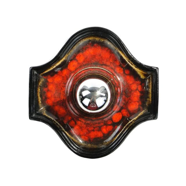 Kinkiet Space Age, czerwony, ceramika, Scheurich, Niemcy, lata 70. - WYMIARY