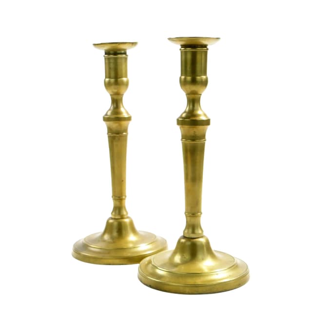 Pair of candlesticks, Neoclassicism, golden bronze, France, 19th c. - DIMENSION